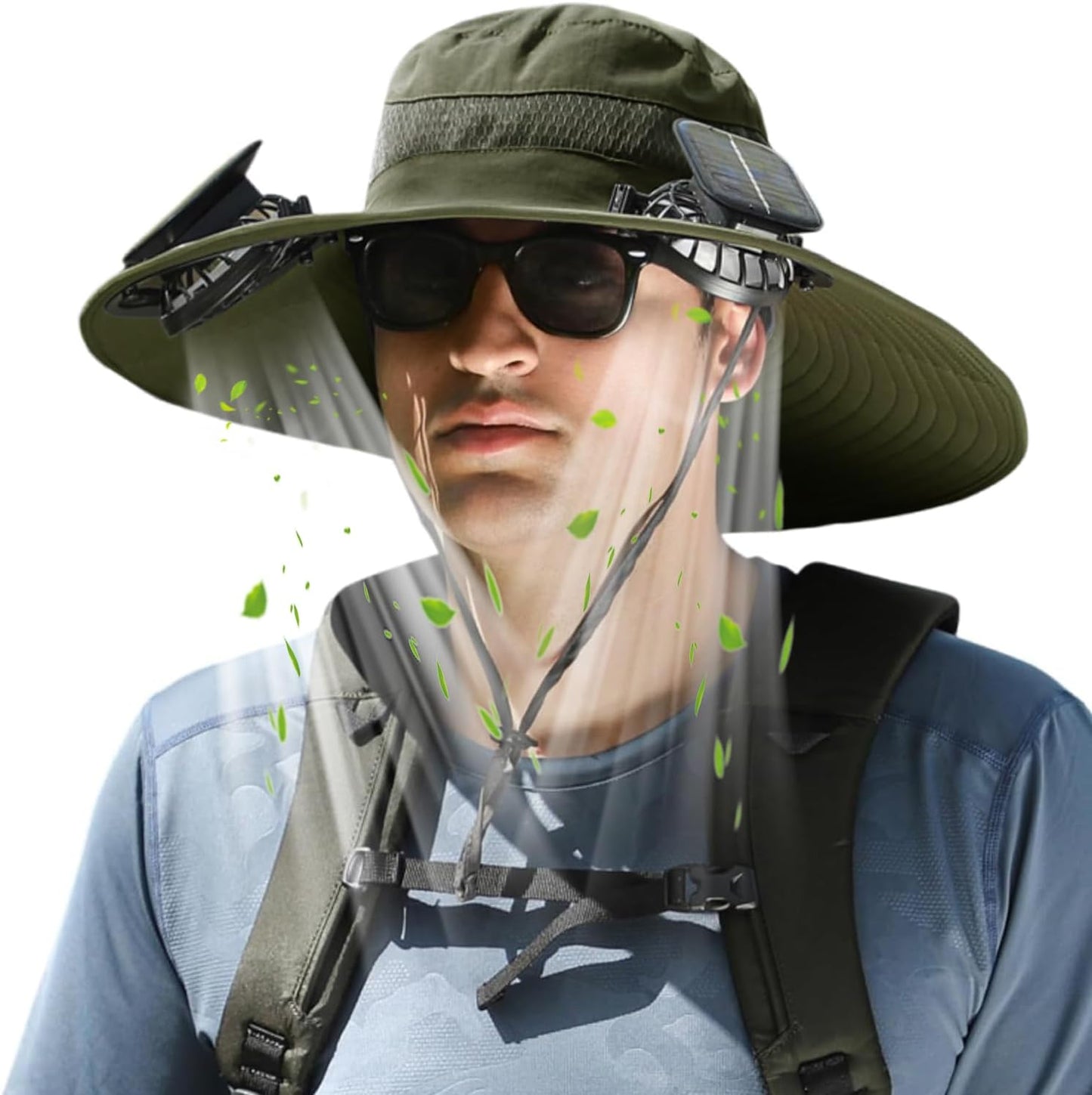 Solar Panel Powered Fan Hat for Outdoor Fishing and Cooling