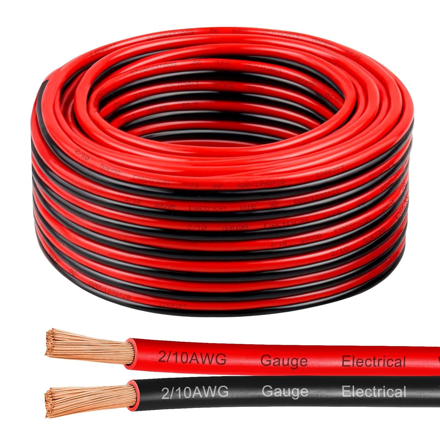 10 Gauge Wire 50 Feet - Pure Copper Stranded Low Voltage Wire