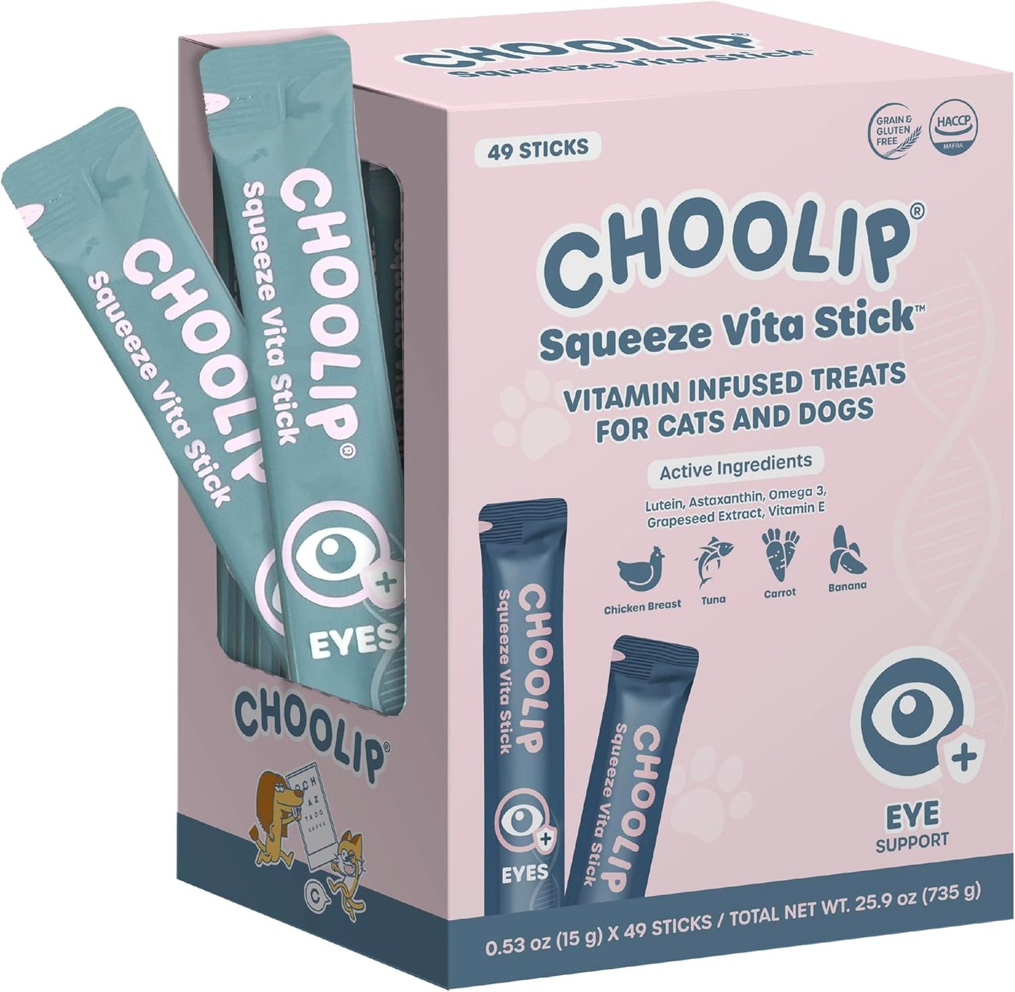 Squeeze Vita Stick Lickable Treats for Cats and Dogs - 49 Count