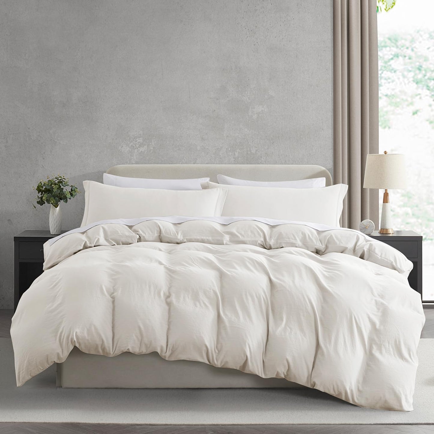 Nestl Off White California King Duvet Cover Set for Comfort