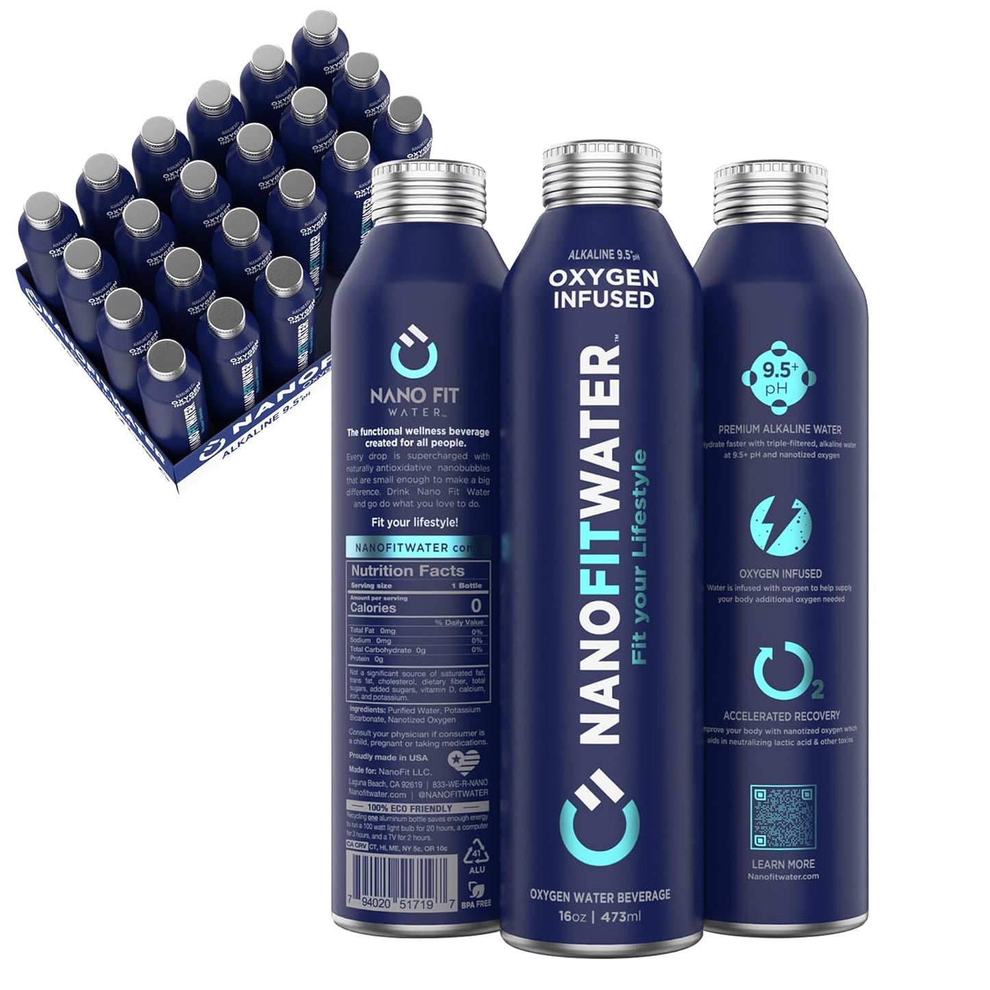 Nano Fit Water - Oxygen Infused Alkaline Drinking Water 16 Oz