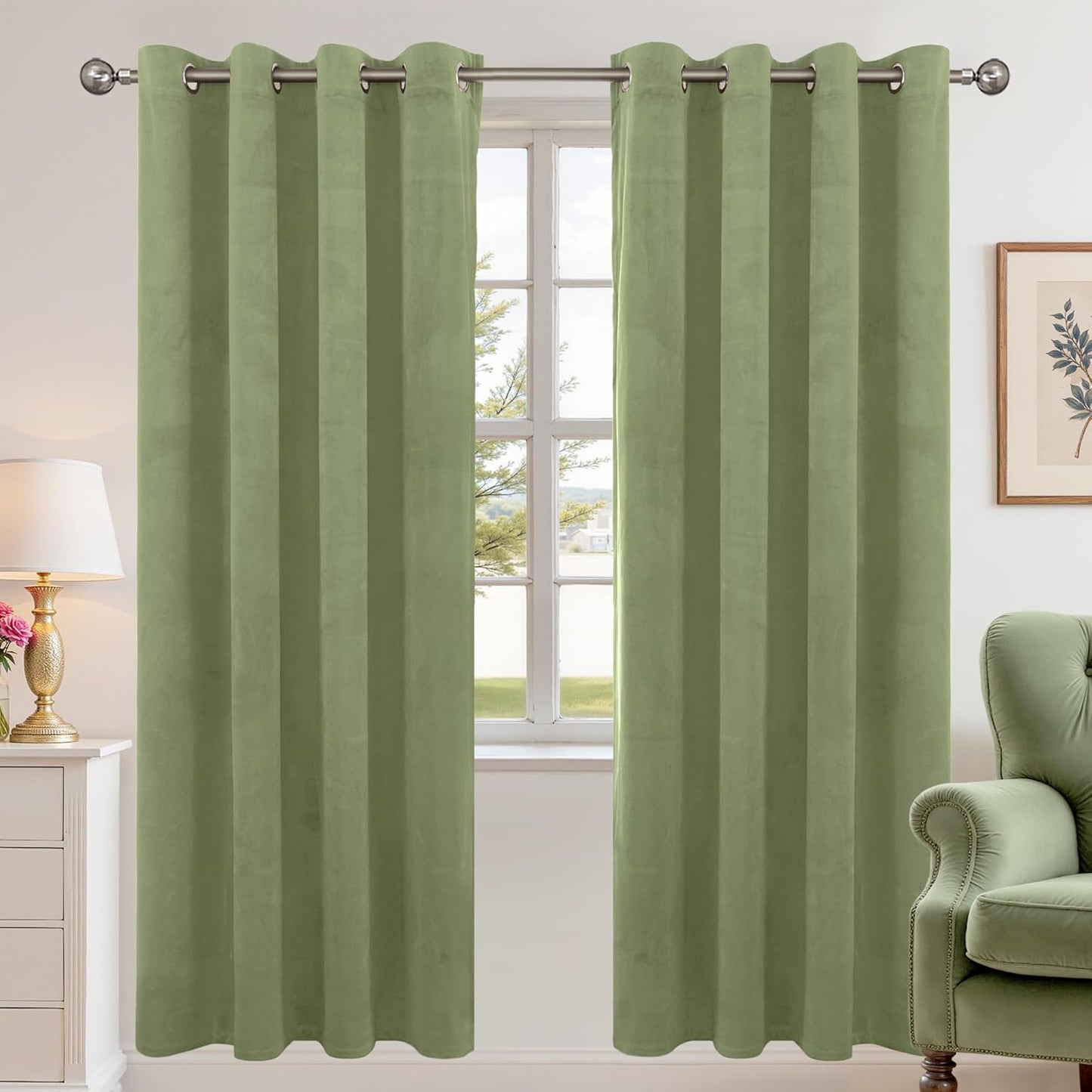 Elegant Sage Green Velvet Curtains for Cozy Living Spaces
