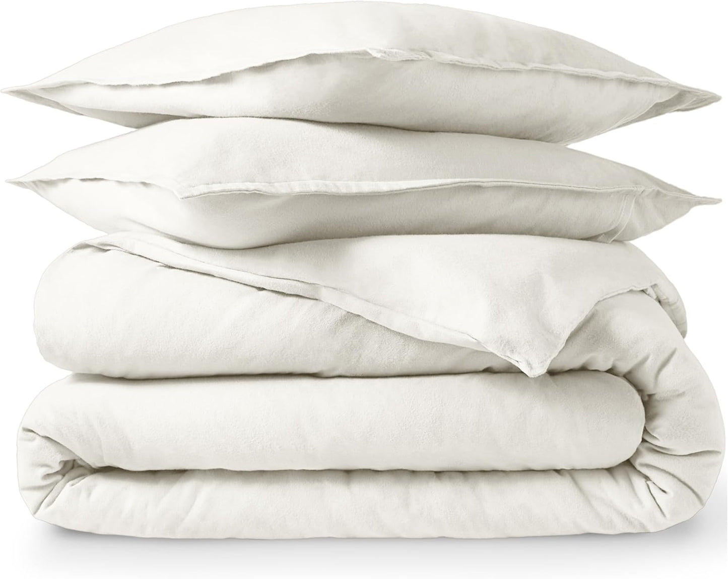 Bare Home Flannel Duvet Cover Set - Soft Cotton Full Size