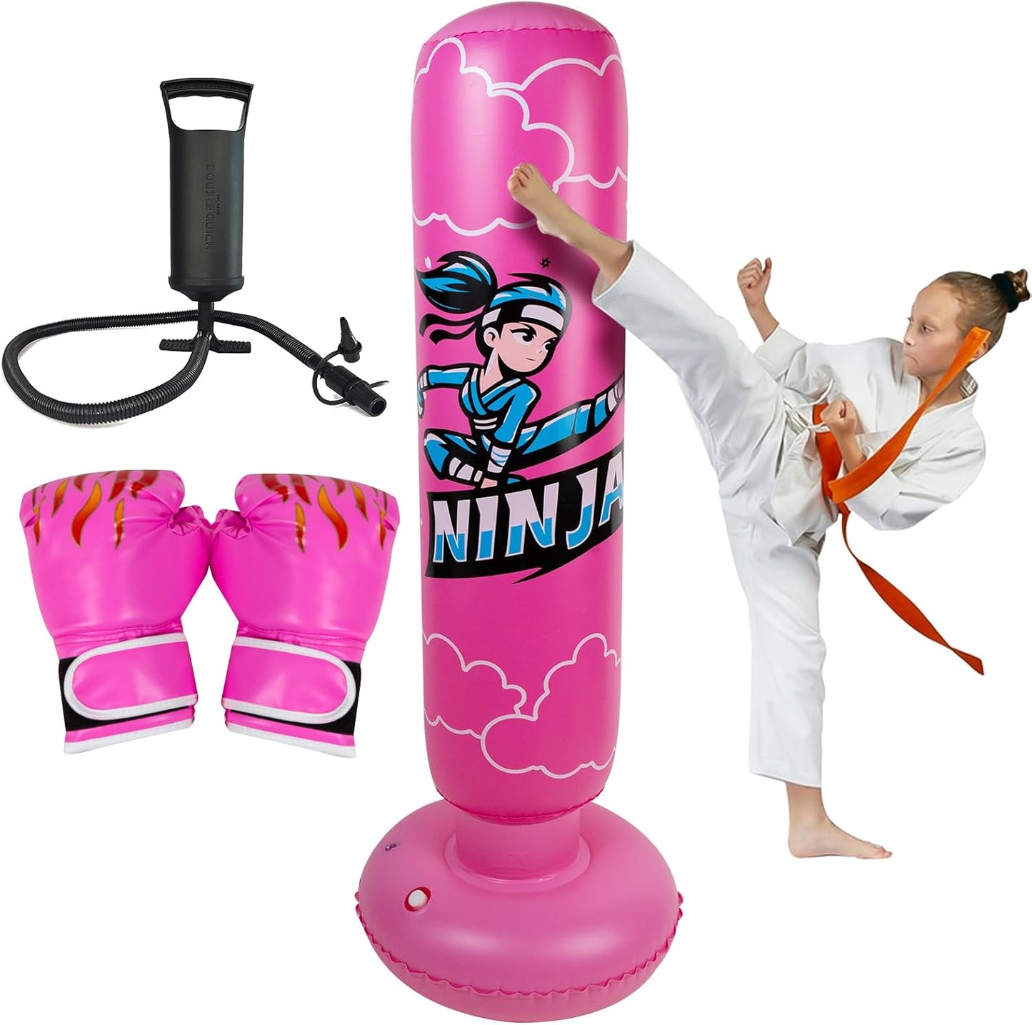 Tall 66 Inflatable Punching Bag Set - Fun Taekwondo Gift