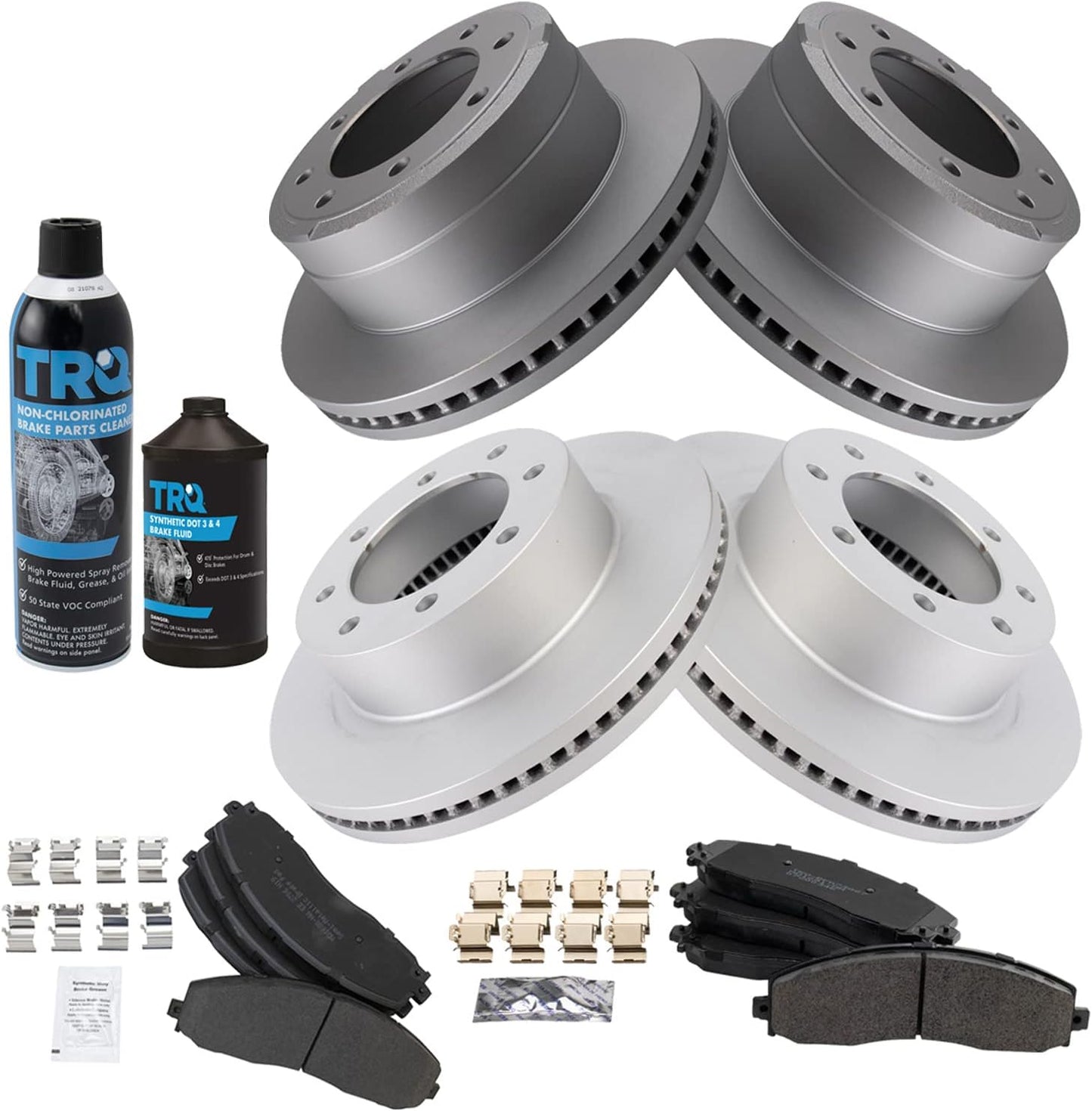 TRQ Front and Rear Brake Pad & Rotor Kit for Ford Super Duty