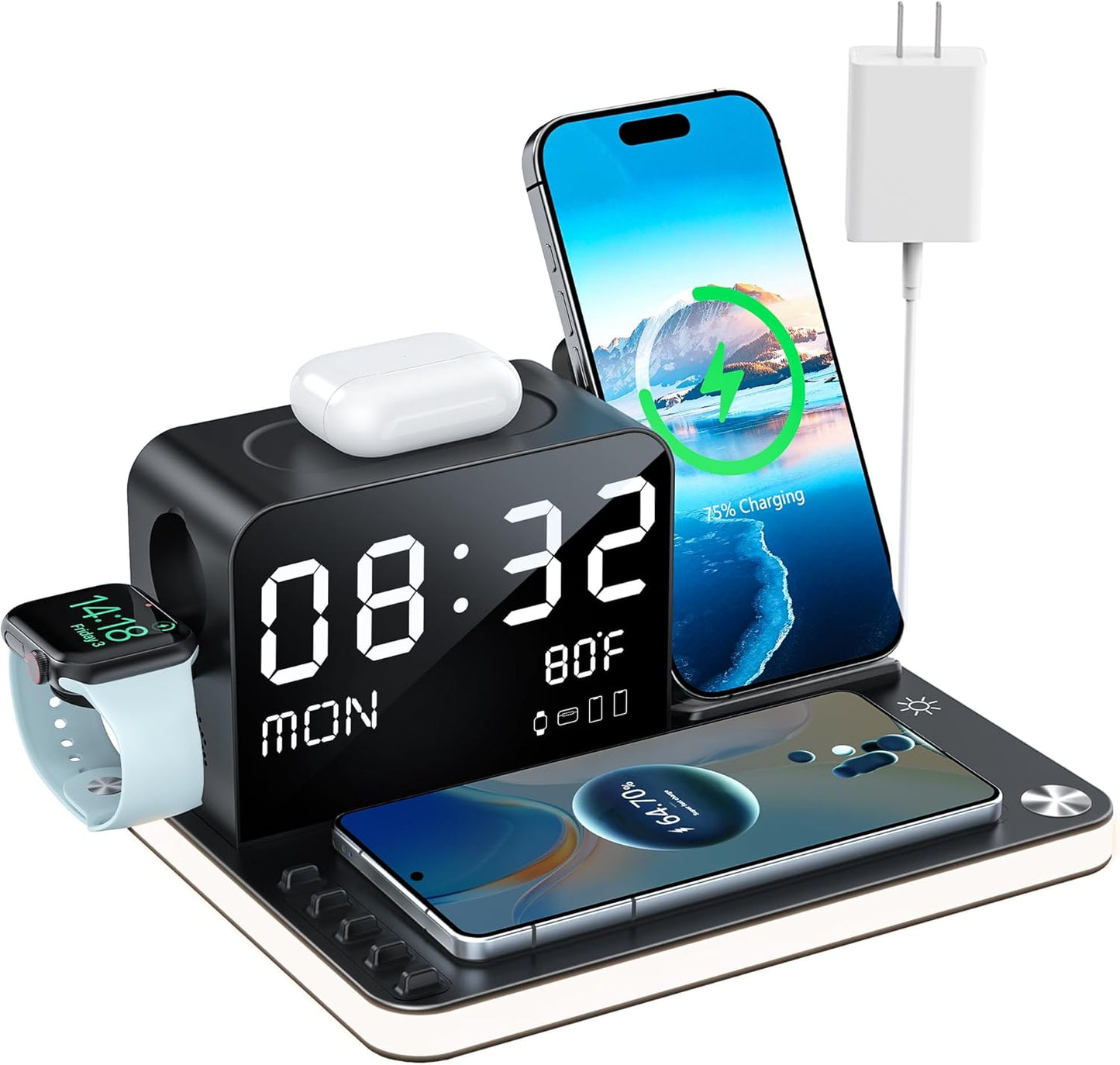 7 in 1 Wireless Charging Station for Apple Devices with Night Light