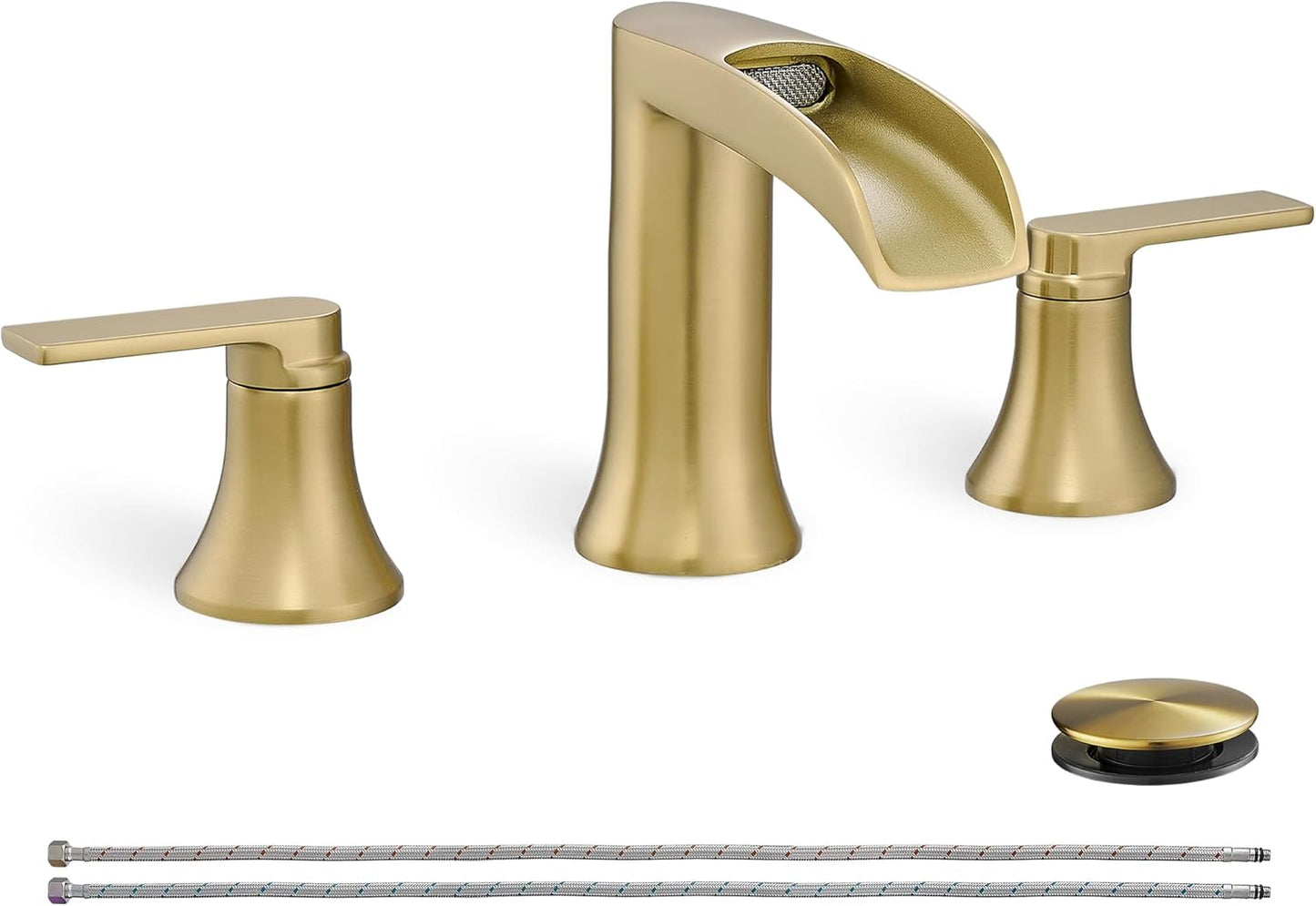 Brushed Gold Bathroom Faucet with Waterfall Design for Modern Homes