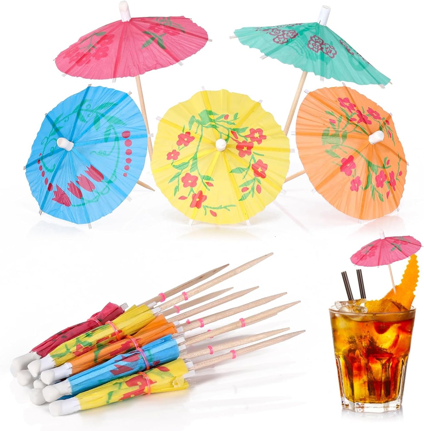 Tropical Cocktail Umbrella Picks - 100 Pack