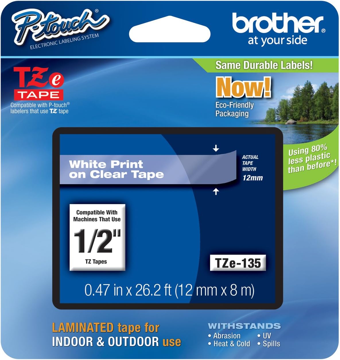 Genuine Brother 1/2in TZe P-Touch Tape for Label Makers