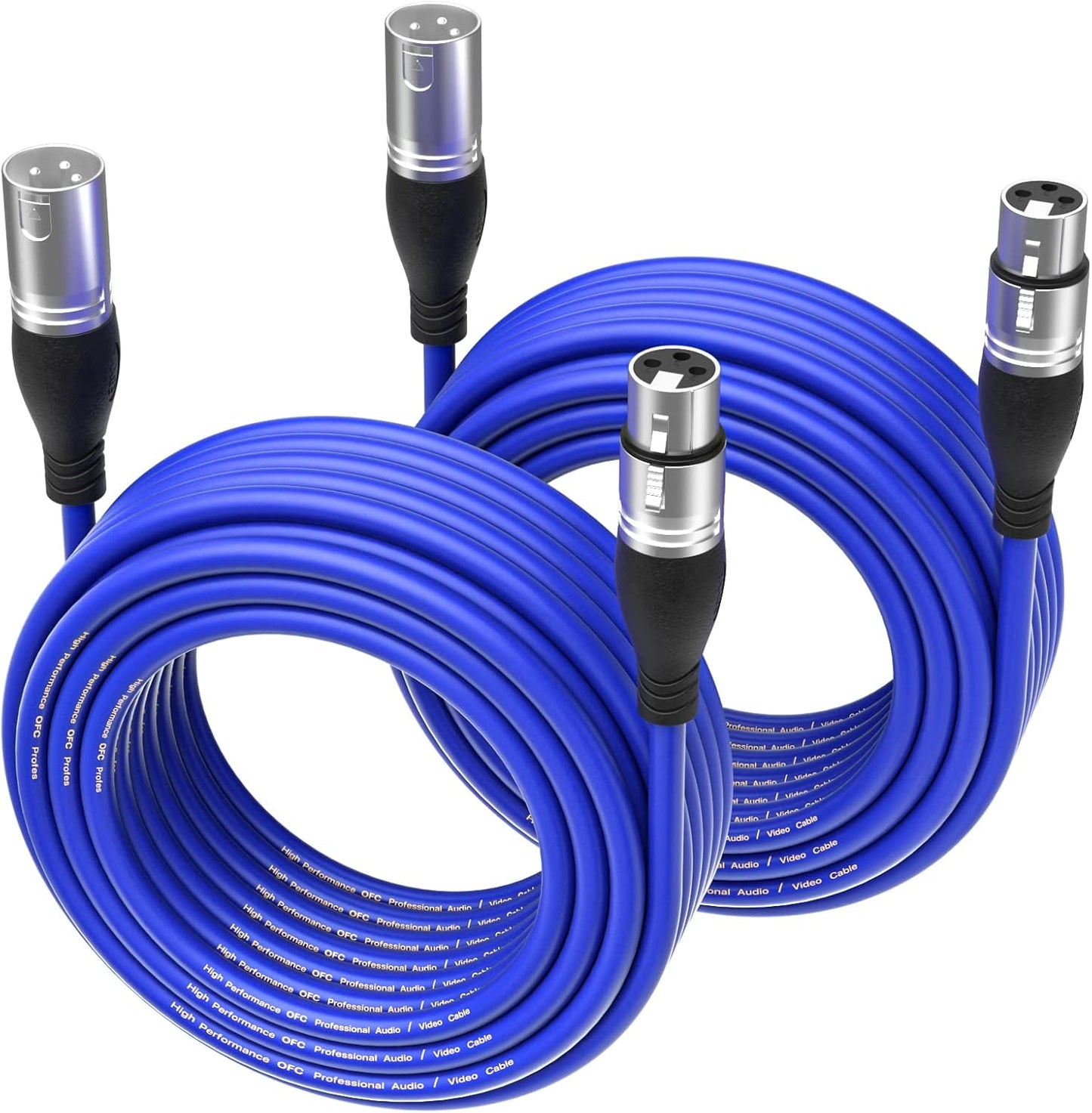 Premium 50ft XLR Cable for Microphones and Speakers - 2 Packs
