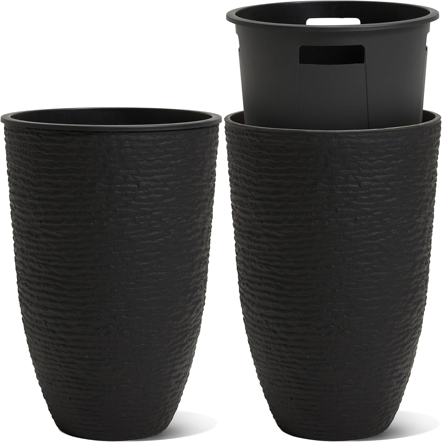 WORTH Garden 2-Pack 21in Tall Planters with Imitation Stone Finish