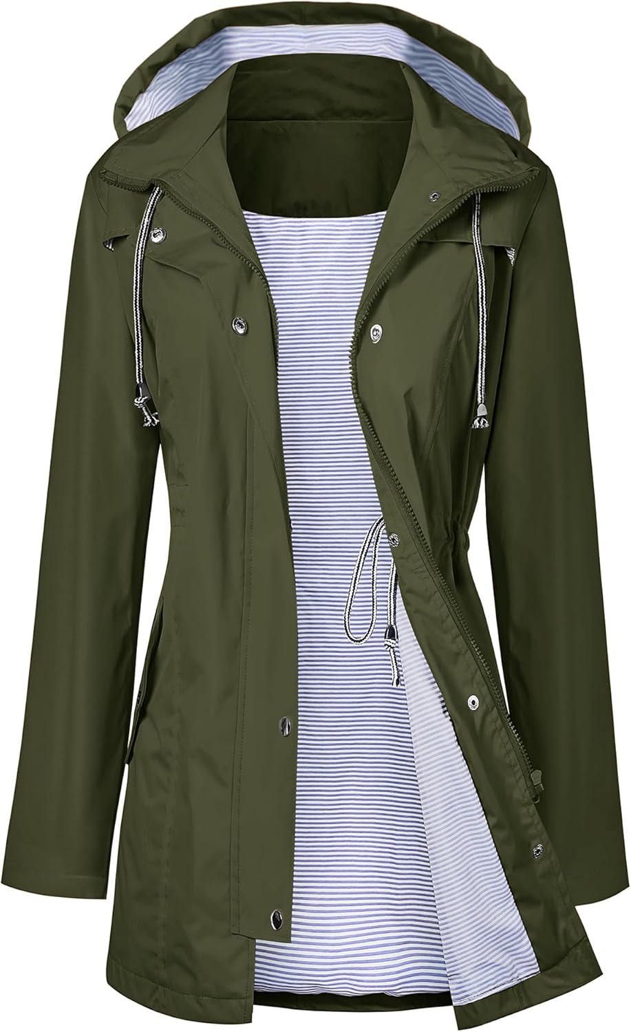 LOMON Waterproof Long Hooded Raincoat for Women Travel Jacket