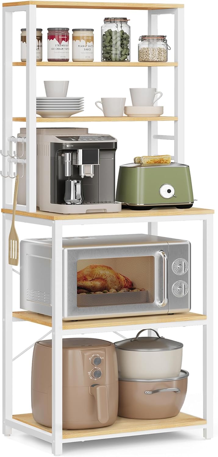 VASAGLE Industrial Kitchen Rack: 6-Tier Storage with Hooks