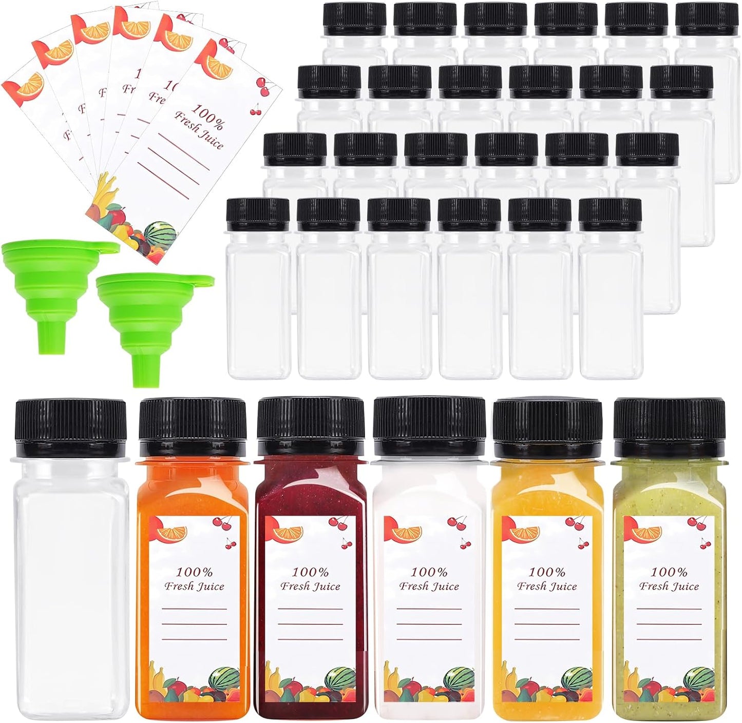 80pcs 2oz Juice Bottles with Caps for Smoothies and Juicing