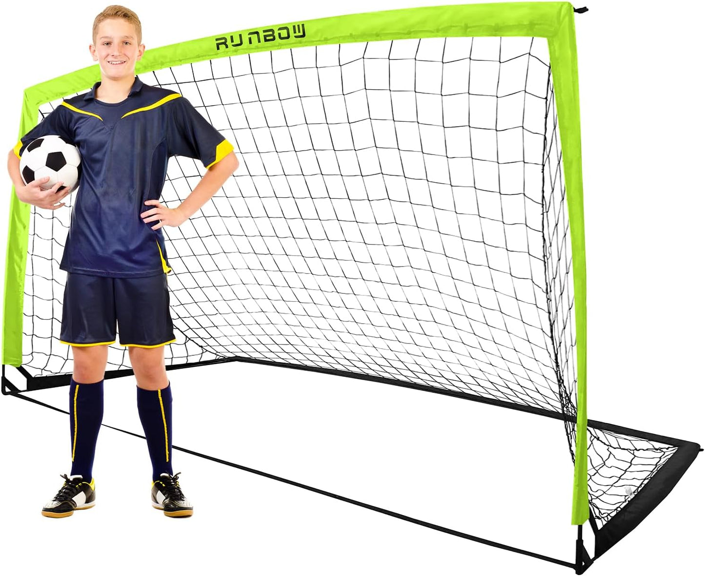 RUNBOW 9x5 ft Portable Kids Soccer Goal for Backyard Fun
