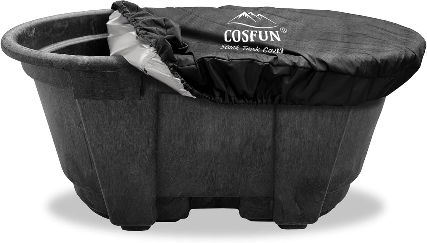 COSFUN 100 Gallon Oval Stock Tank Insulated Cover for Ice Baths