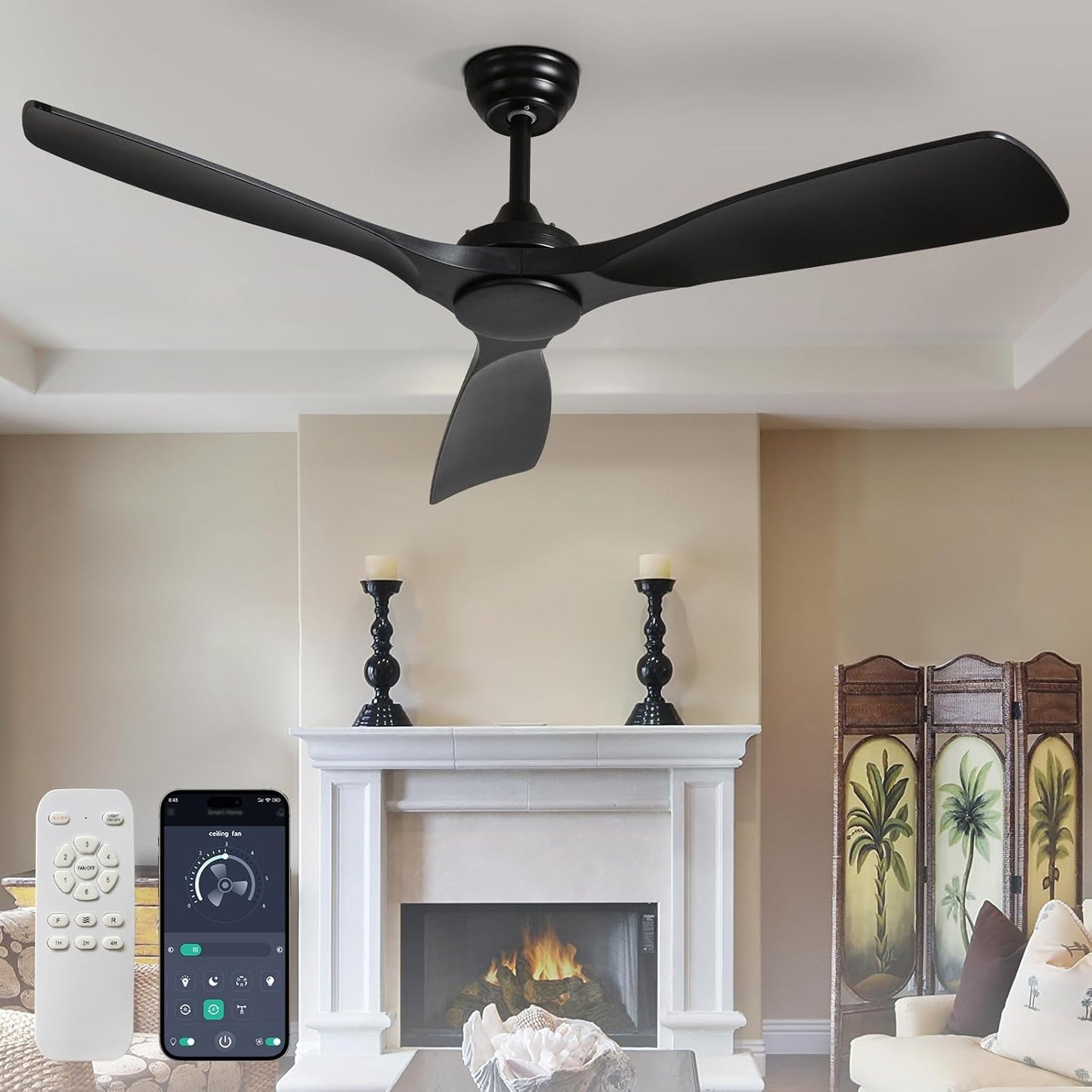52 Inch Ceiling Fan Without Light for Modern Indoor Outdoor Use