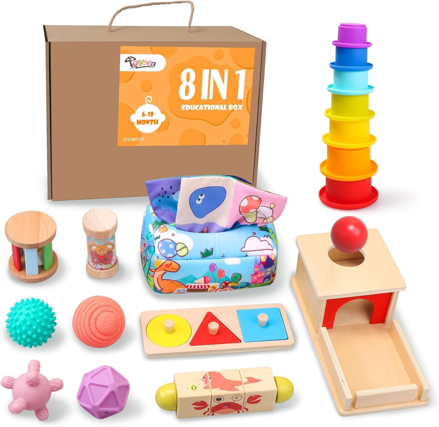 Montessori Toys for Babies 6-12 Months: 8 in 1 Sensory Fun