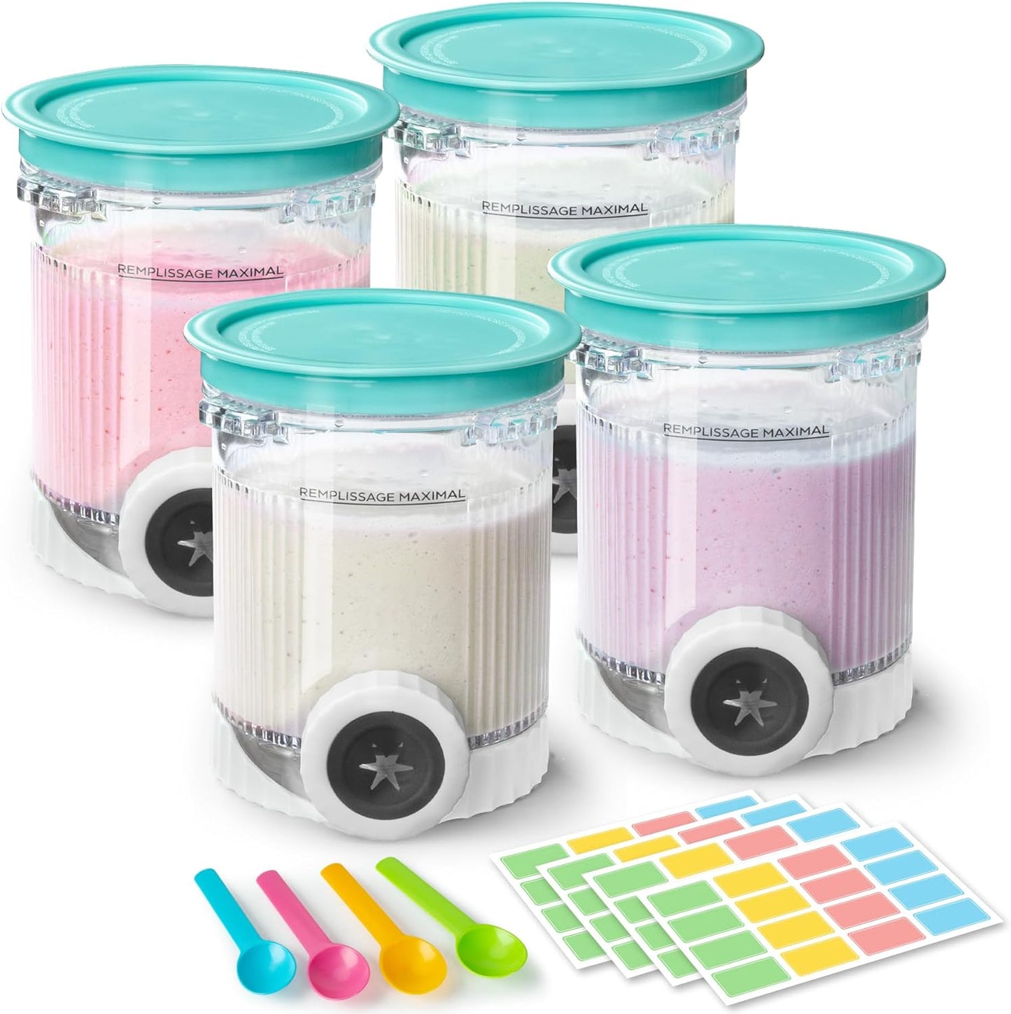 GuanQiao 4 Pack Creami Swirl Pints & Lids for Ninja NC700 Series