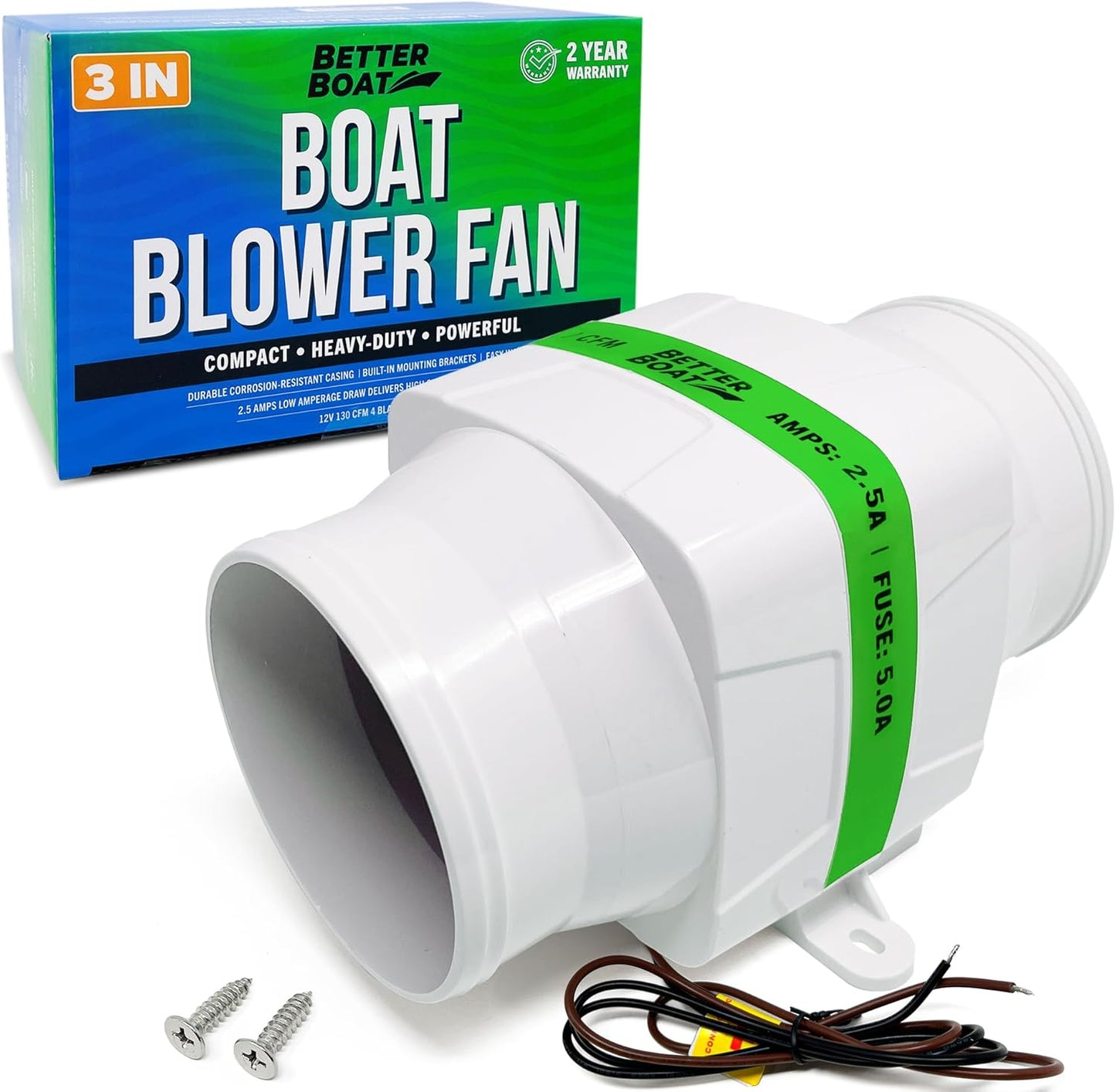 High CFM Marine Engine Ventilation Boat Blower Fan Inline 12V