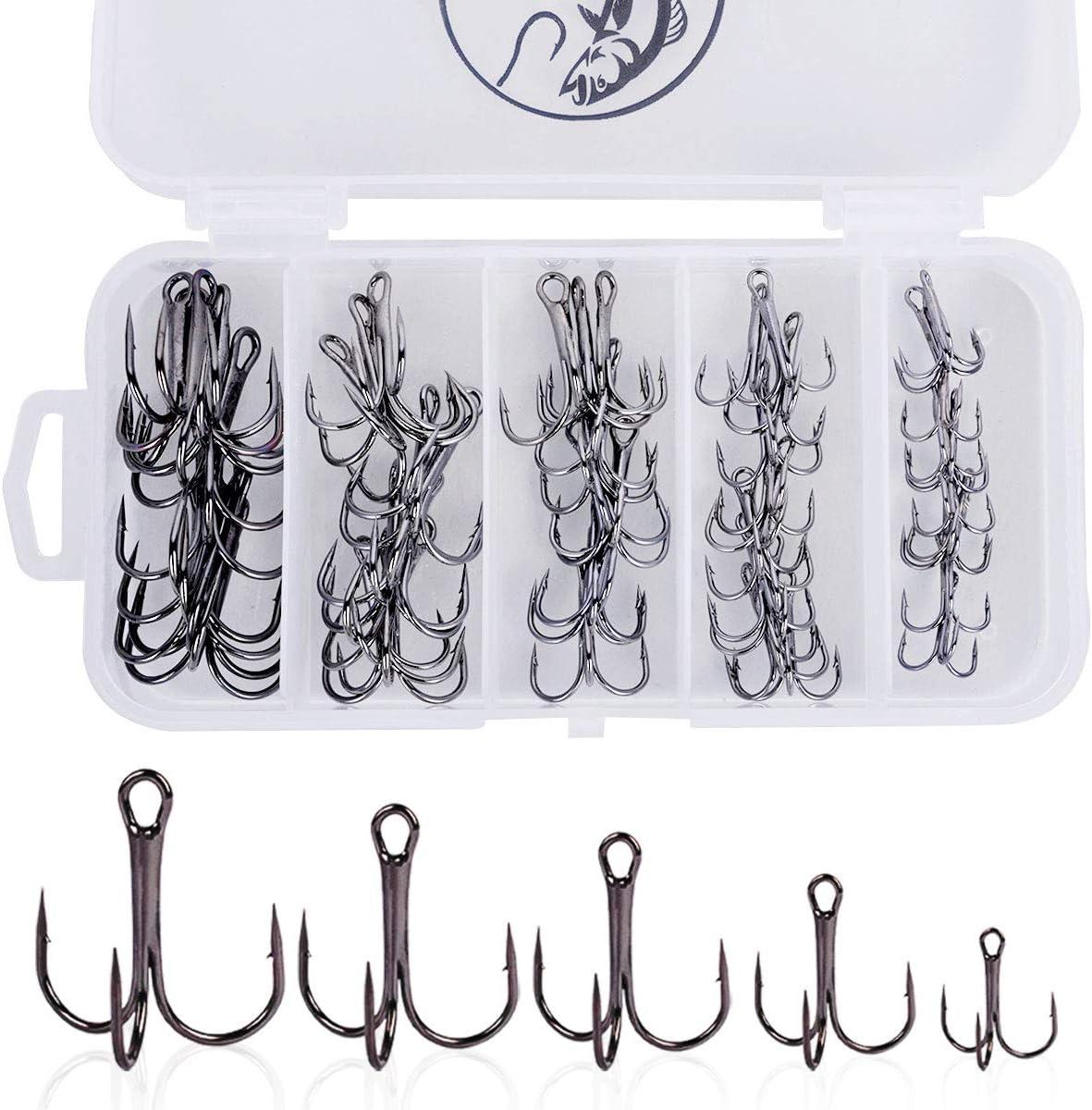 UCEC 110pcs High Carbon Steel Treble Hooks Kit