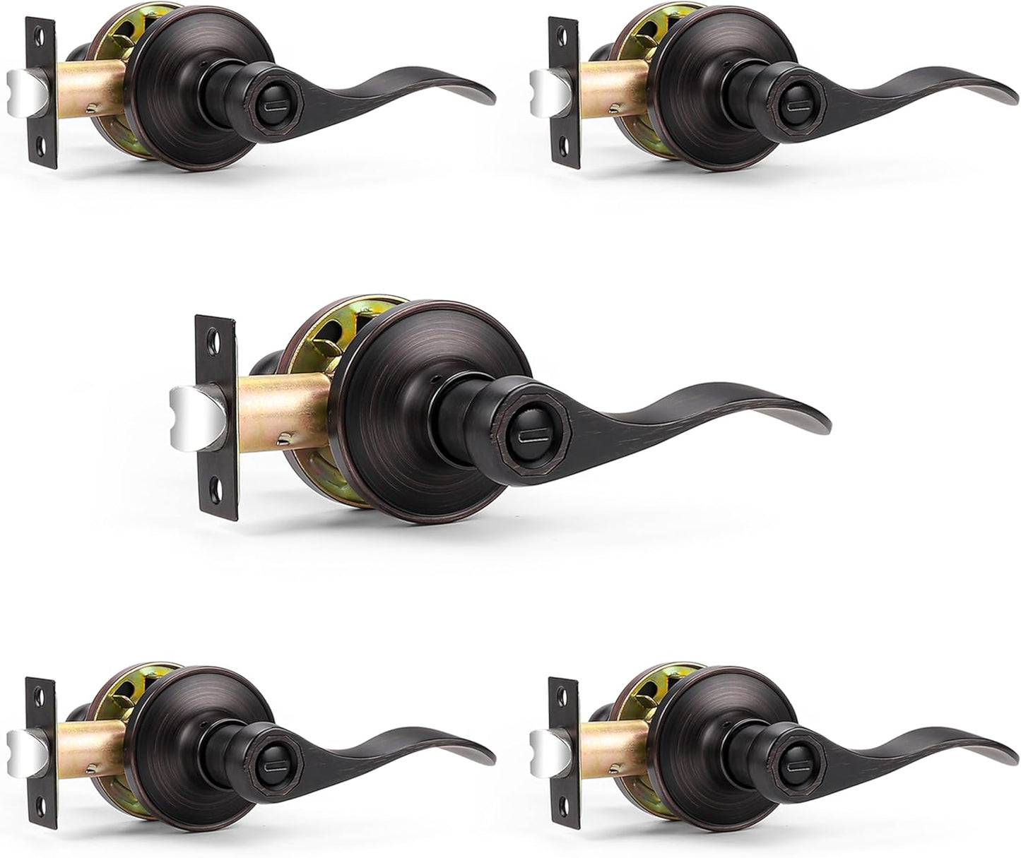 Probrico Oil Rubbed Bronze Wave Privacy Door Levers for Home