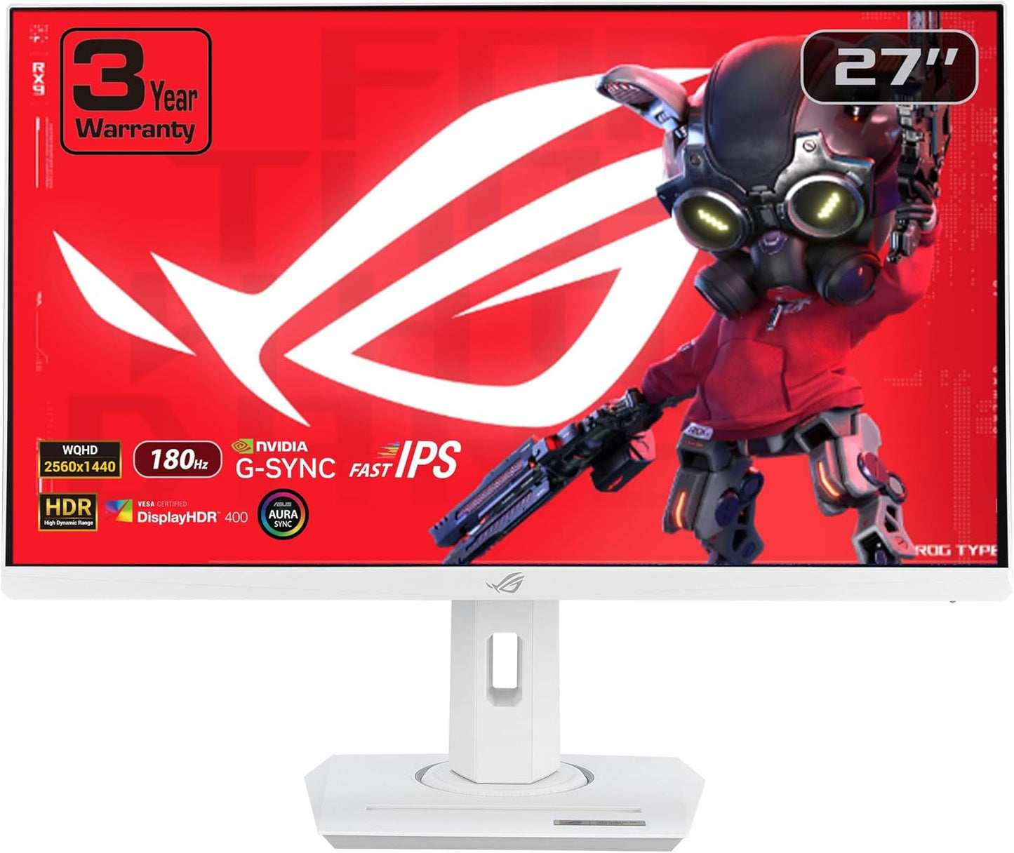 ASUS White 27 1440P Gaming Monitor - 180Hz, 1ms Fast IPS