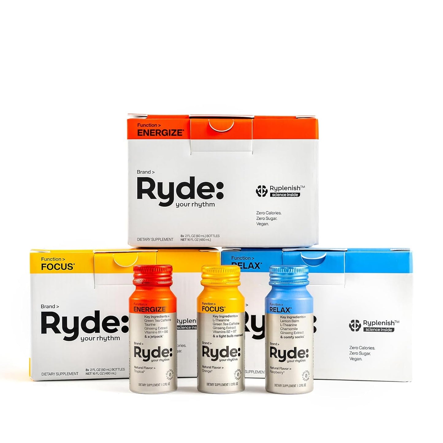 Ryde Discovery Pack: Energize, Focus & Relax Shots Variety