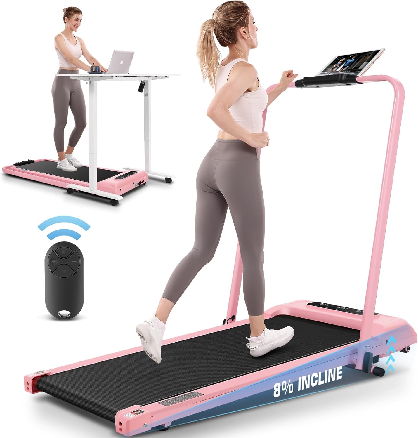 ANCHEER Foldable Incline Treadmill - 4-in-1 Portable Running Machine