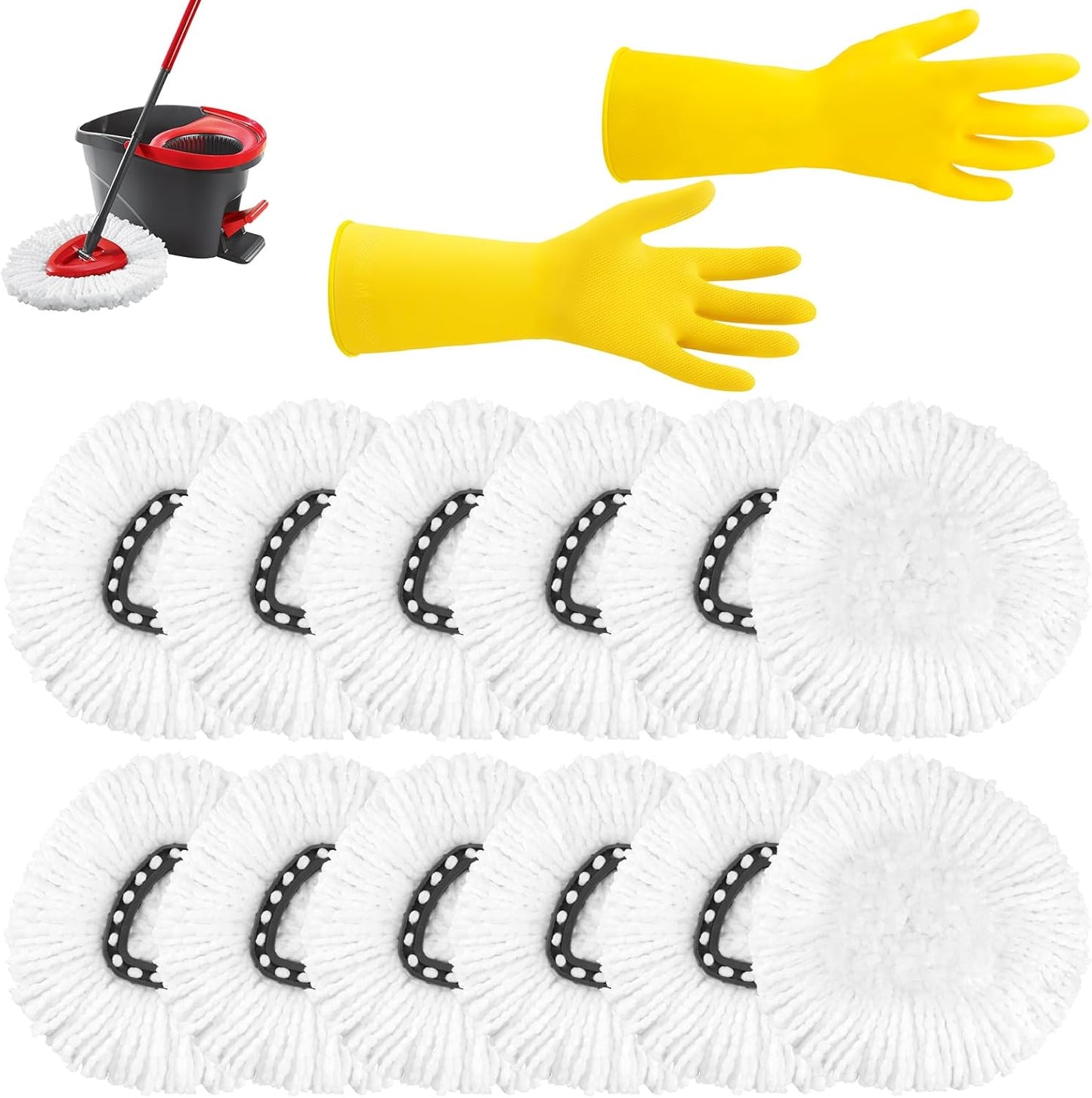 SIKEMAY 12 Pack Microfiber Mop Heads for EasyWring Spin Mop - Deep Clean & Easy Replace