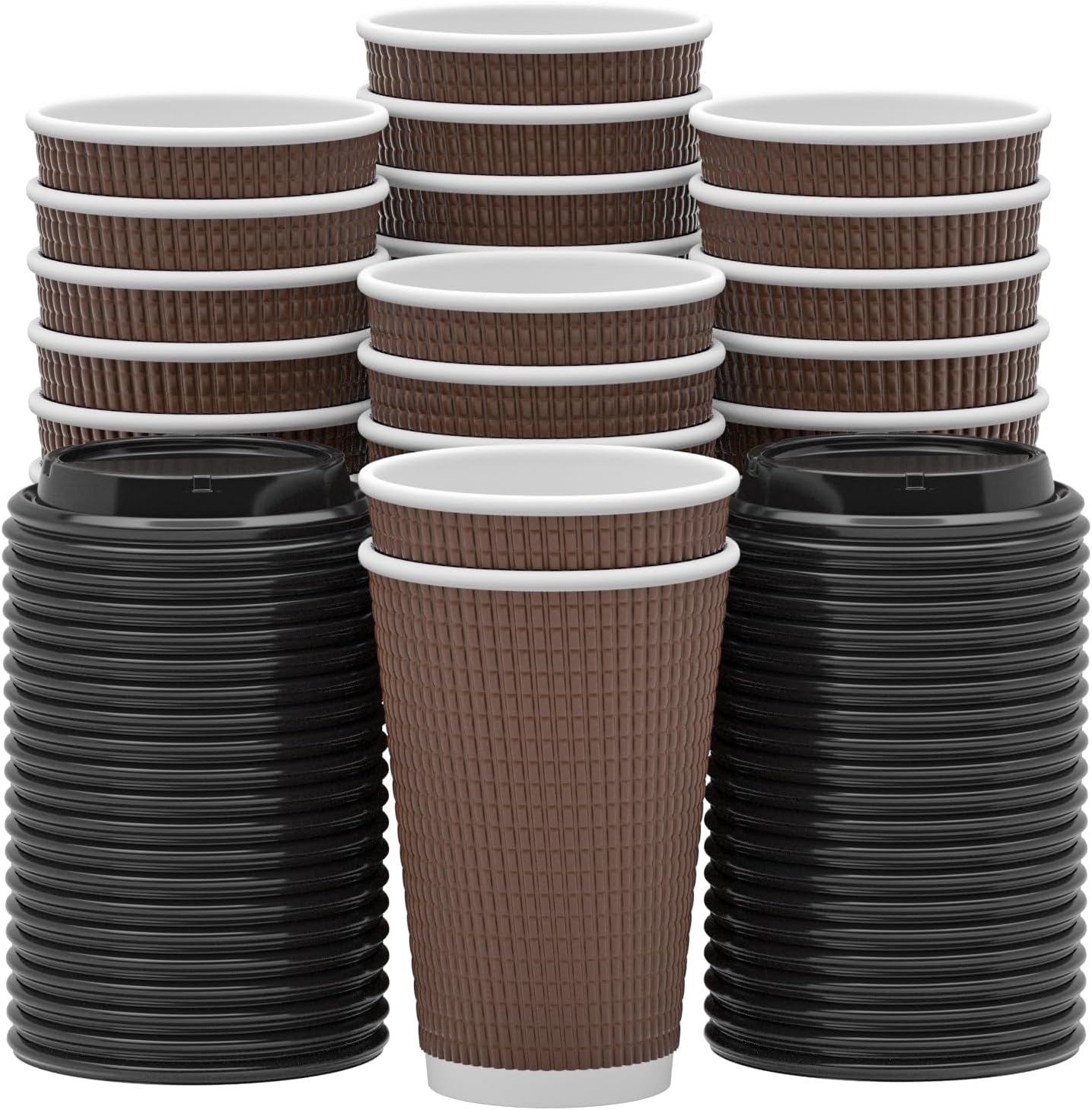 Qunclay 16 oz Disposable Coffee Cups (80 Pack) - Leak-Proof Lid for Hot/Cold Beverages
