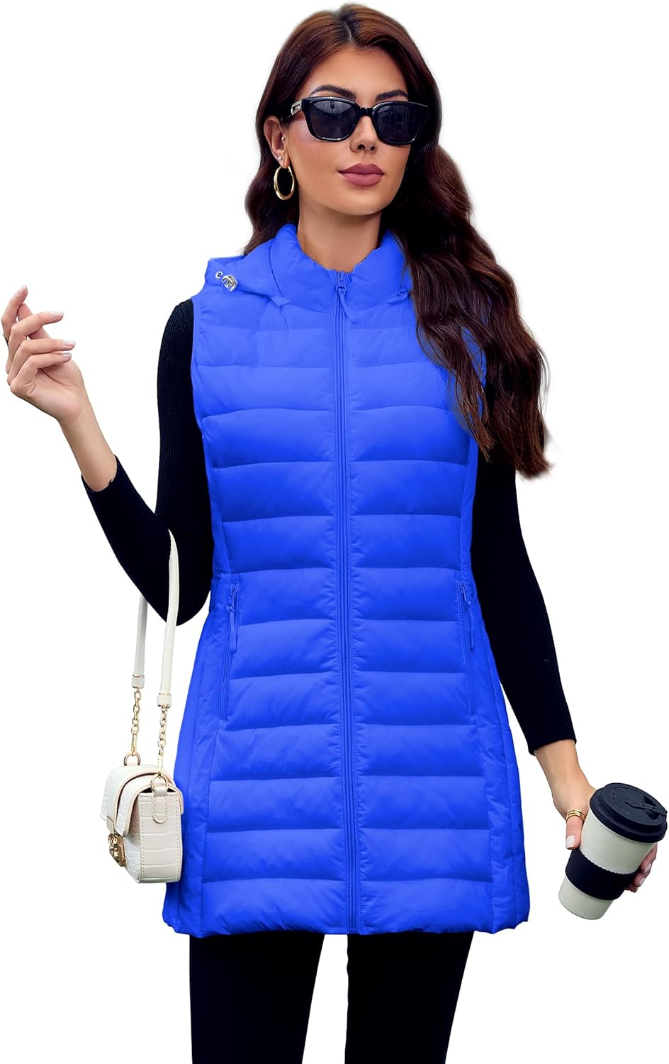 Long Puffer Vest for Women with Hood - Lightweight & Stylish