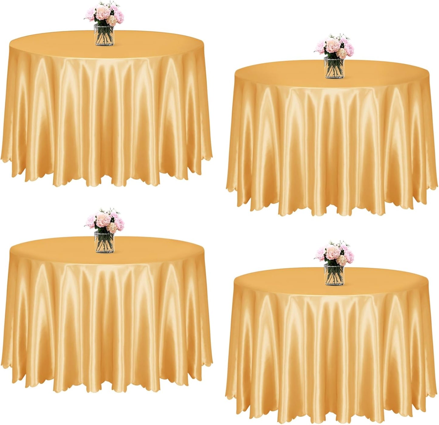 KKJIAF Gold Satin Round Tablecloths for Elegant Events