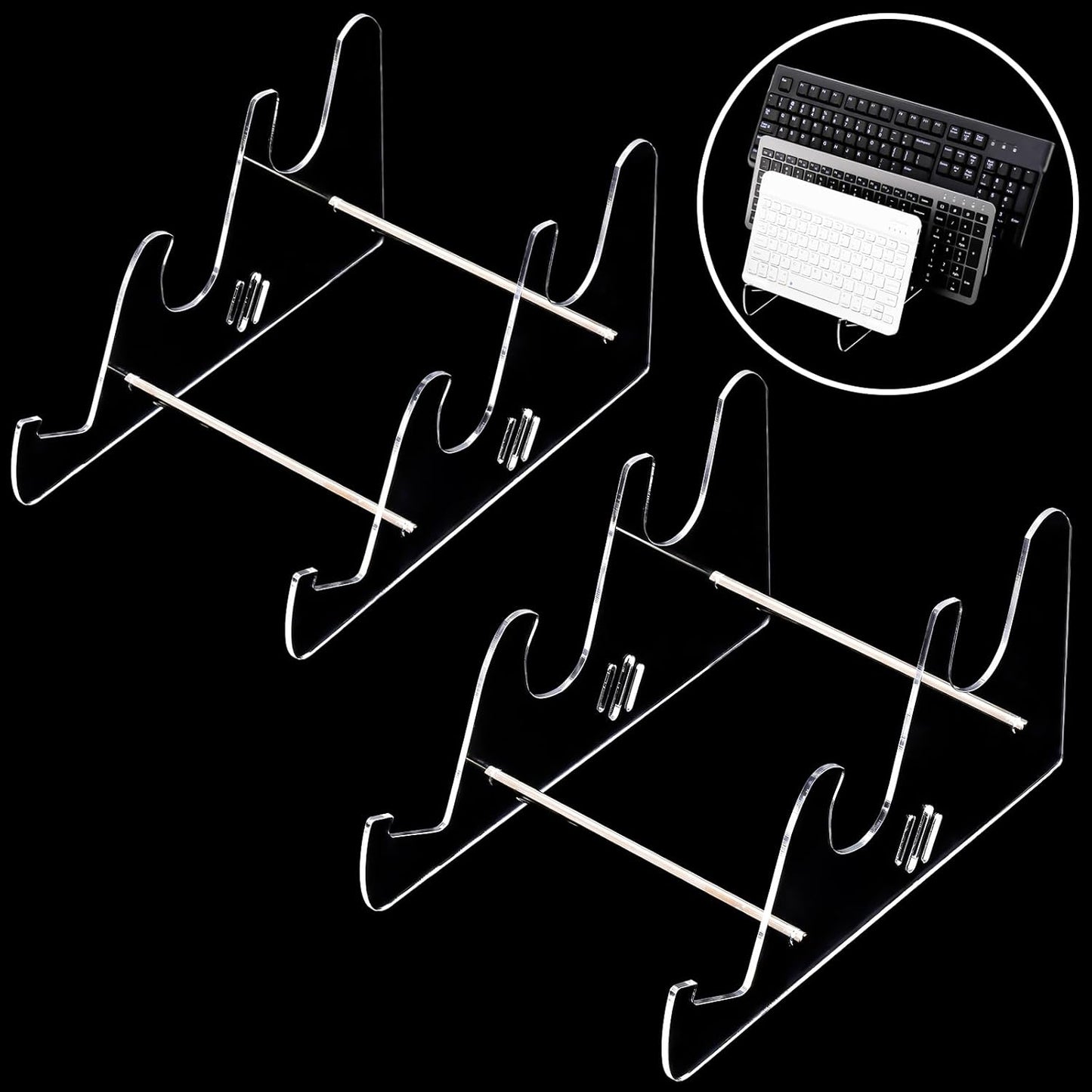 Elsjoy 2 Pack 3-Tier Keyboard Holder - Organize & Display