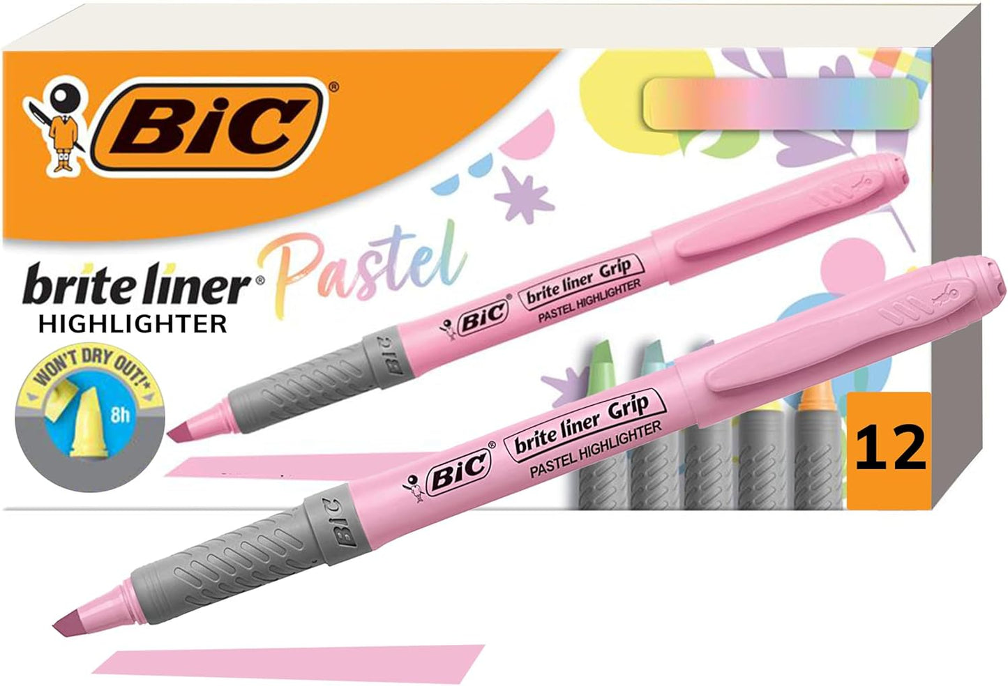 BIC Pastel Highlighters - 12 Pack for Bullet Journaling
