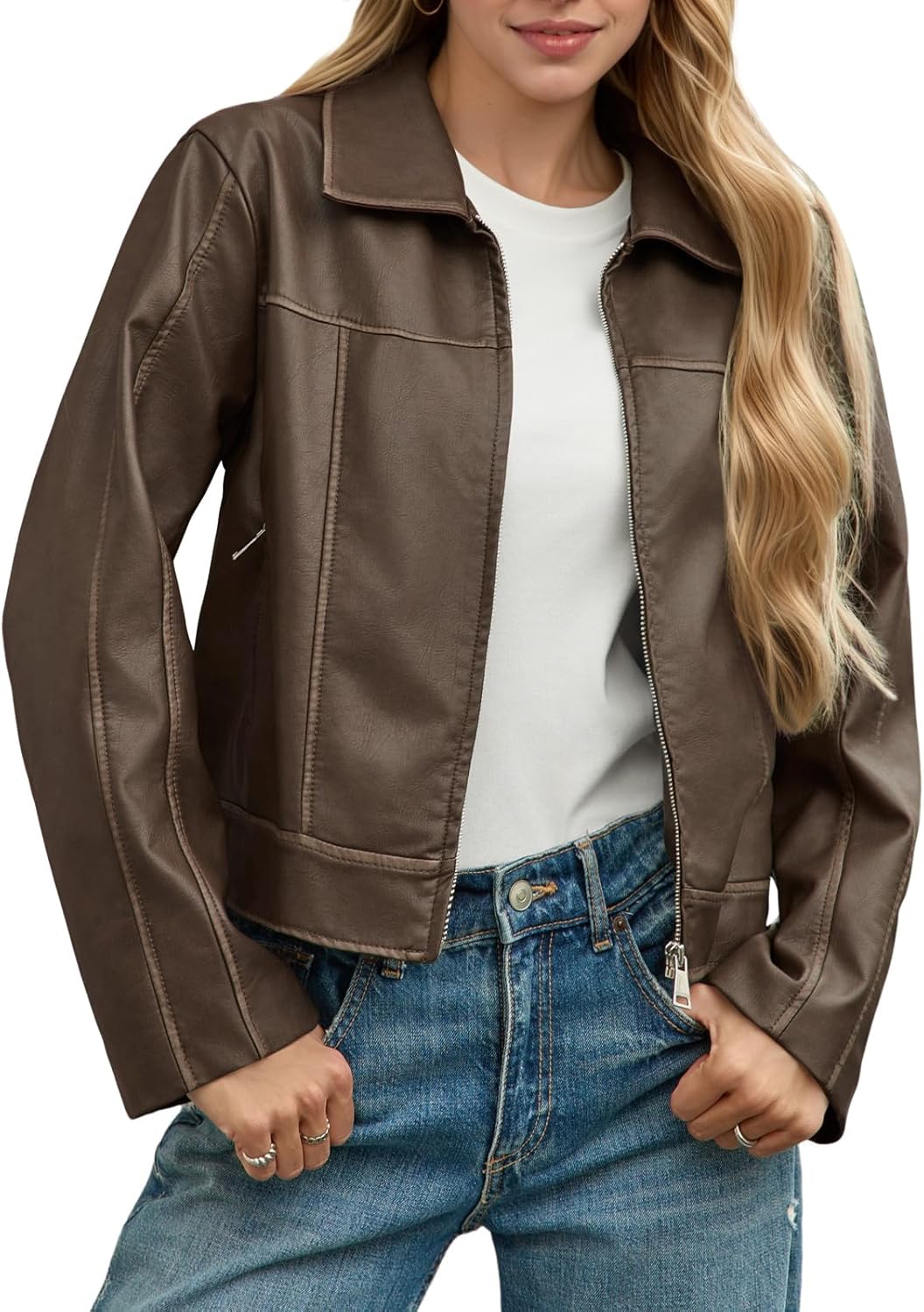 Yousify Womens Faux Leather Jacket for Stylish Fall Looks