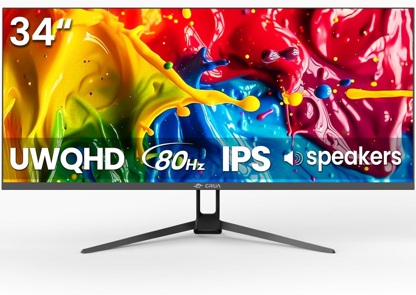 CRUA 34 Ultrawide Gaming Monitor with Built-in Speakers and FreeSync