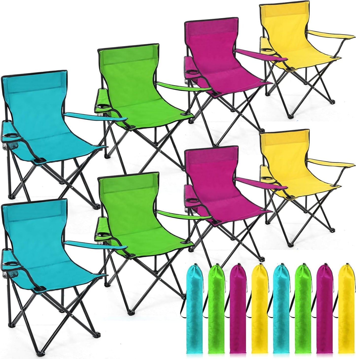 Anglechic 8 Pcs Folding Camping Chairs with Cupholder