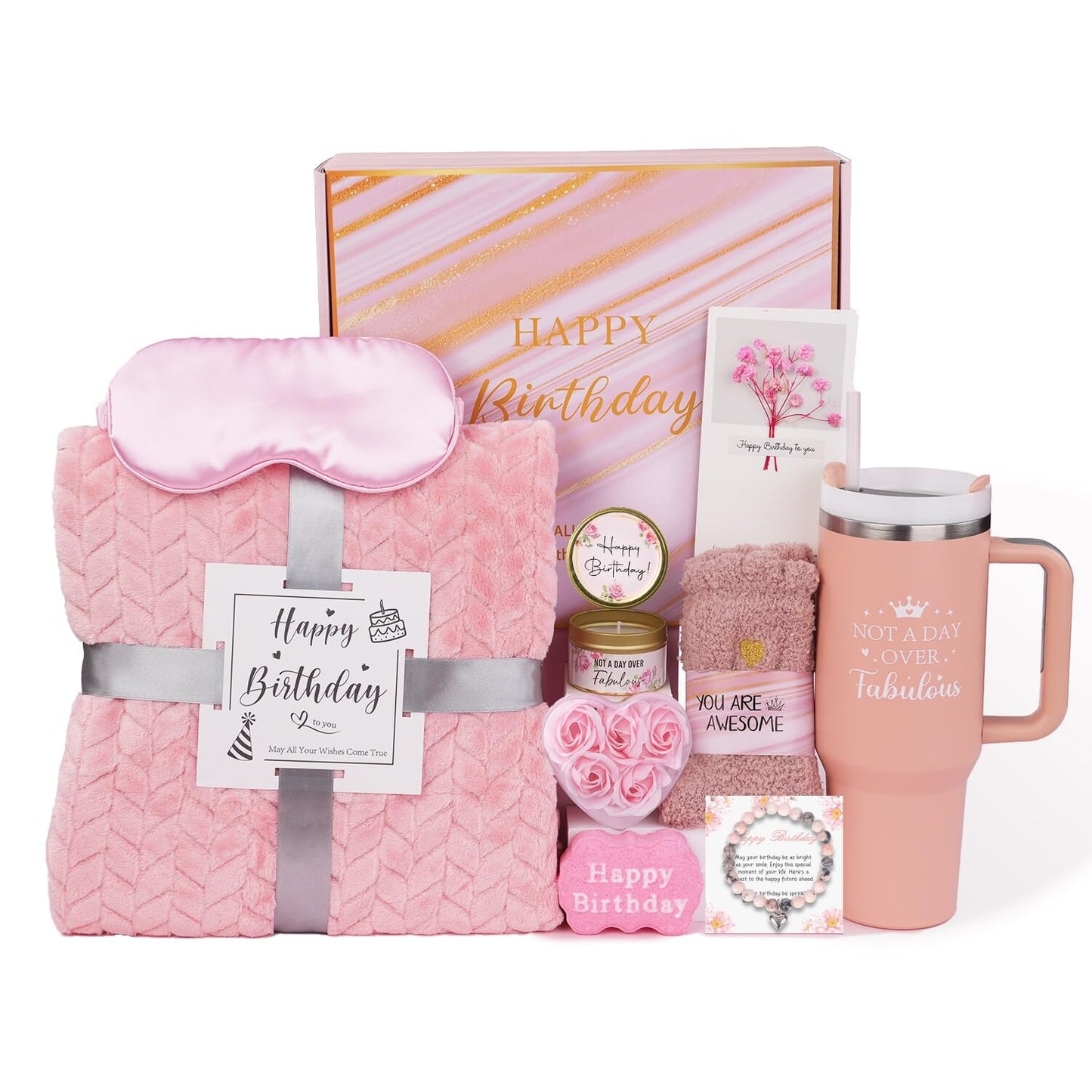 Best Friend Birthday Gifts for Women - Pink Perfection Basket