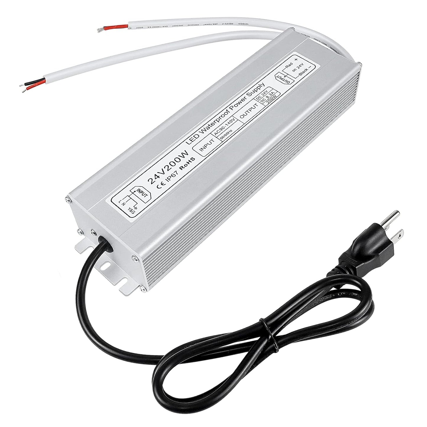 inShareplus 24V 200W Waterproof LED Power Supply for Outdoor Use