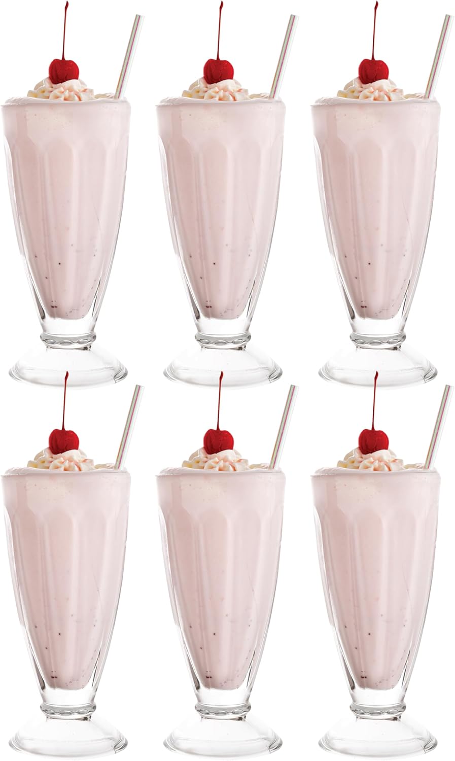 Vikko Milkshake Glasses Set of 6 Durable Ice Cream Cups