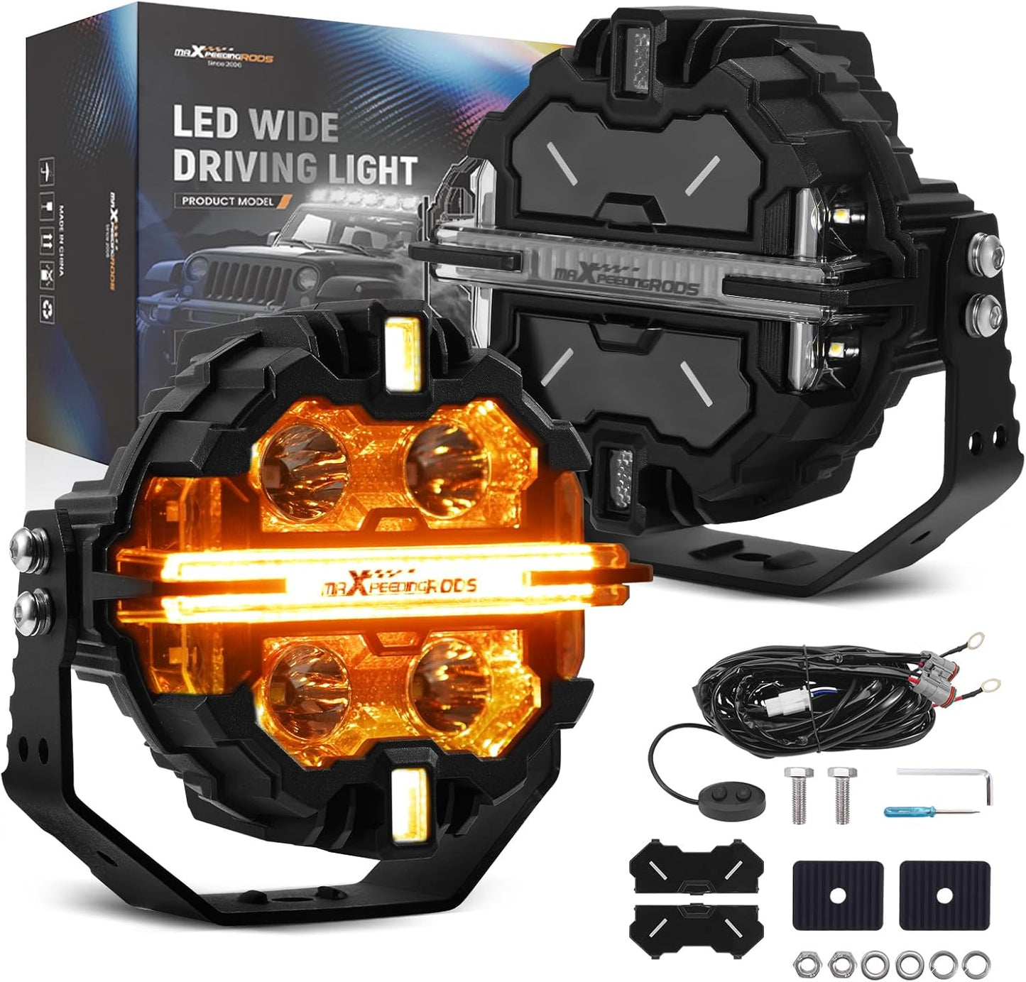 maXpeedingrods 5 in LED Off Road Lights with 7 RGB Colors