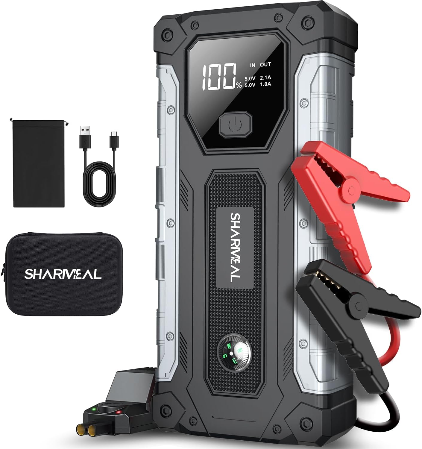 3000A Jump Starter: Power Up to 9.0L Gas / 7.0L Diesel
