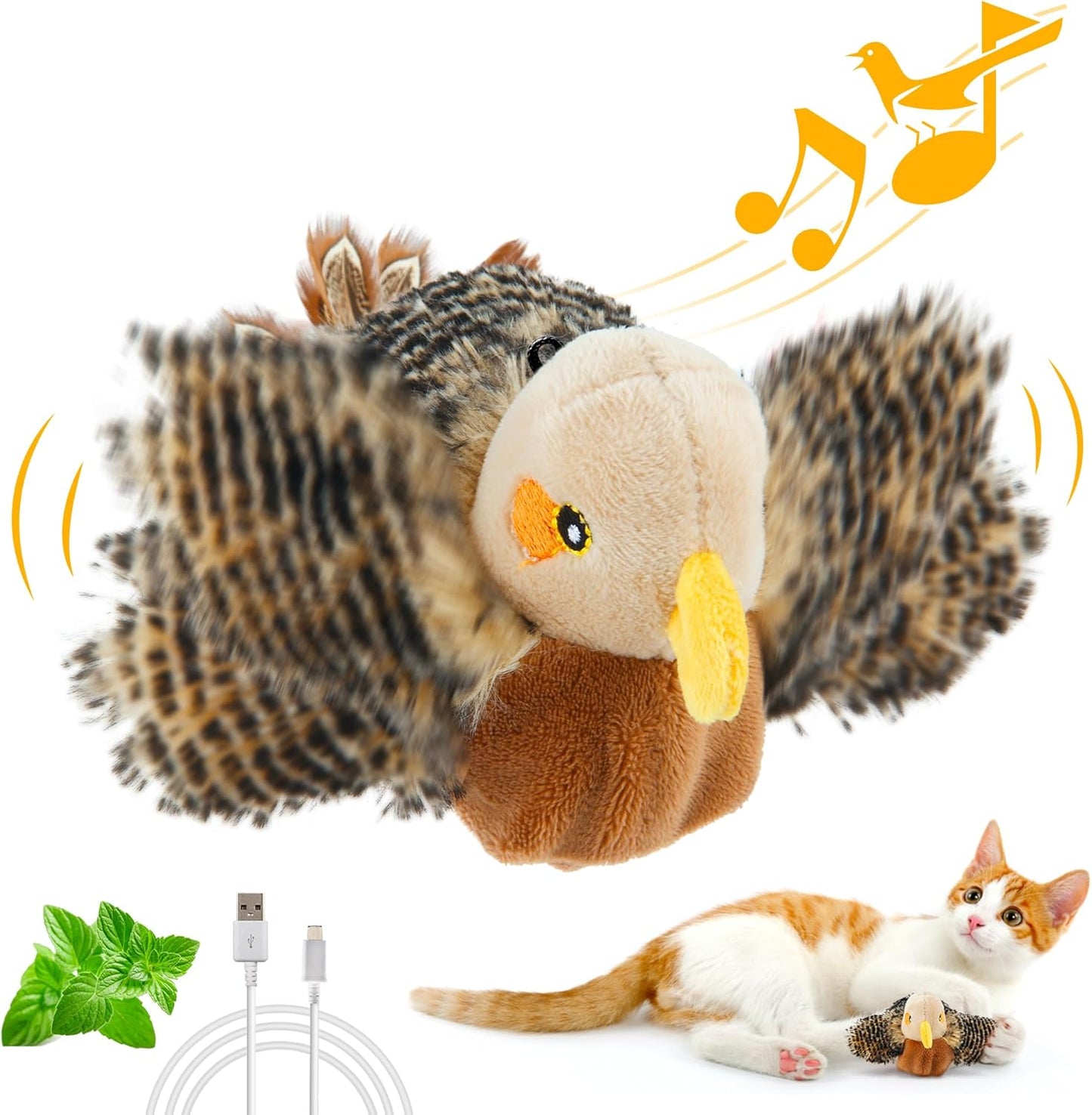 Interactive Flapping Cat Toy with Catnip - USB Rechargeable
