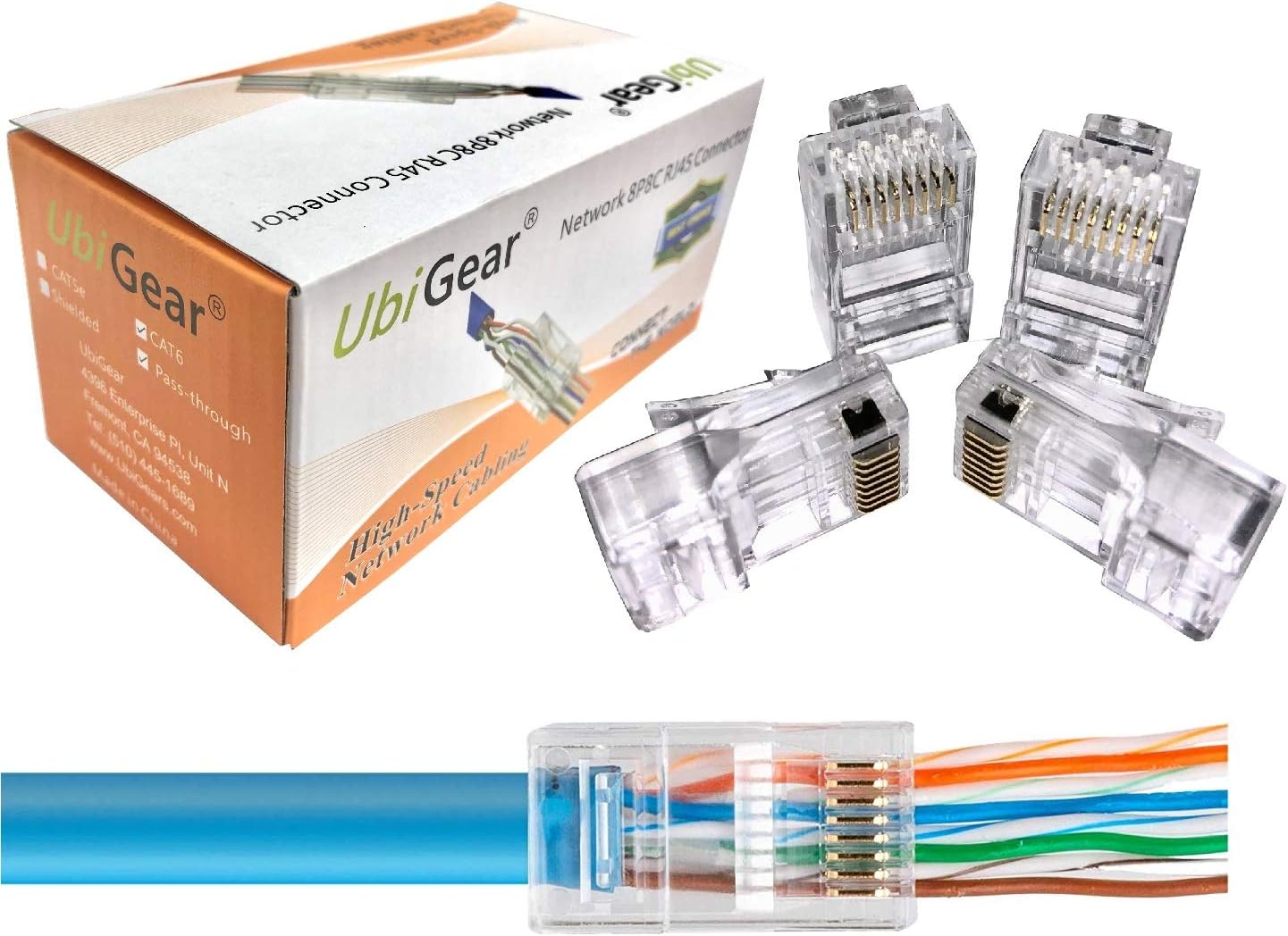 1000 Pcs CAT6 RJ45 Pass Through Connectors for Fast Installations