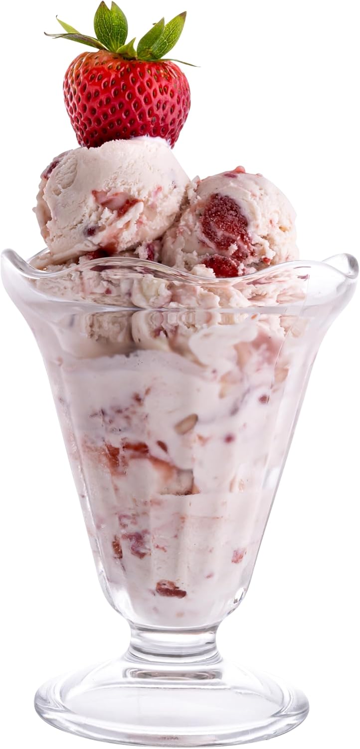 Vikko Glass Footed Ice Cream Cups Set of 6 Durable Milkshake Bowls