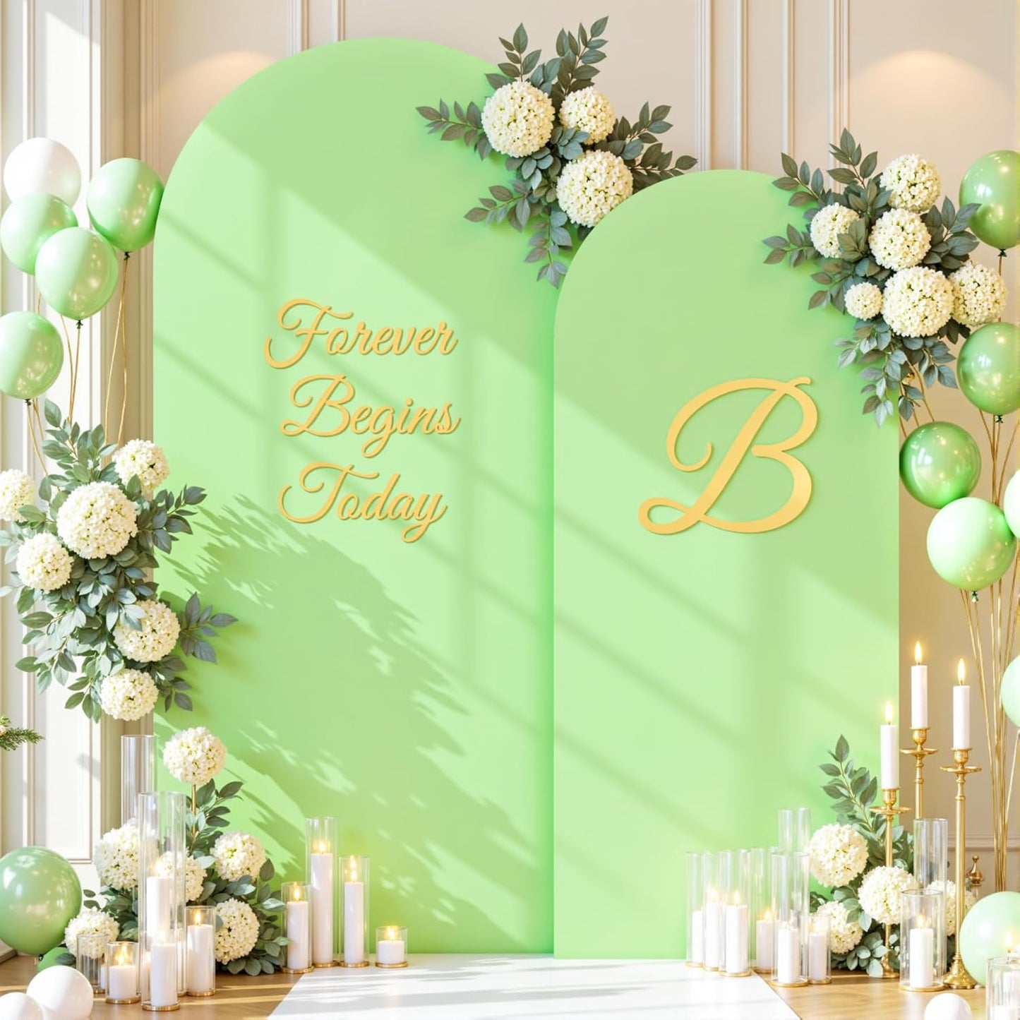 Sage Green Arch Backdrop Cover Set of 2 for Elegant Events