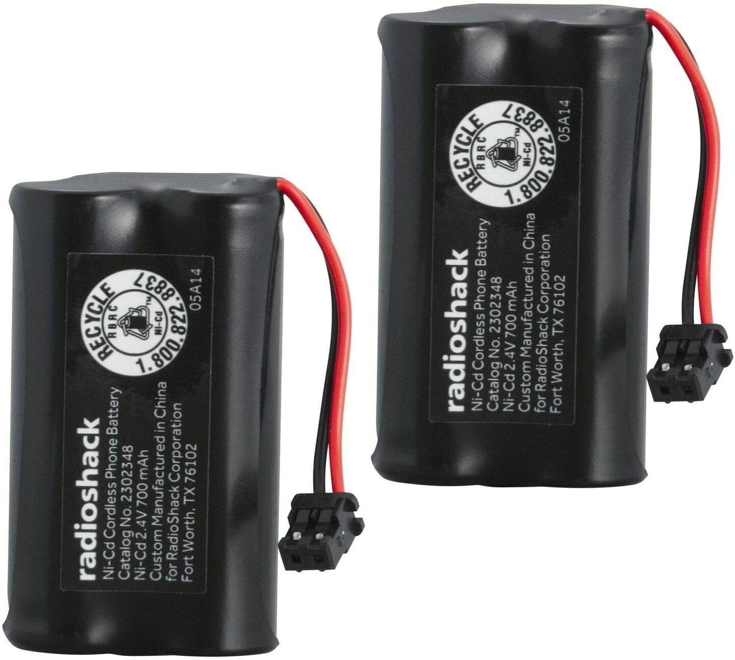 RADIOSHACK 2.4V 700MAH NI-CD CORDLESS PHONE BATTERY 2-PACK