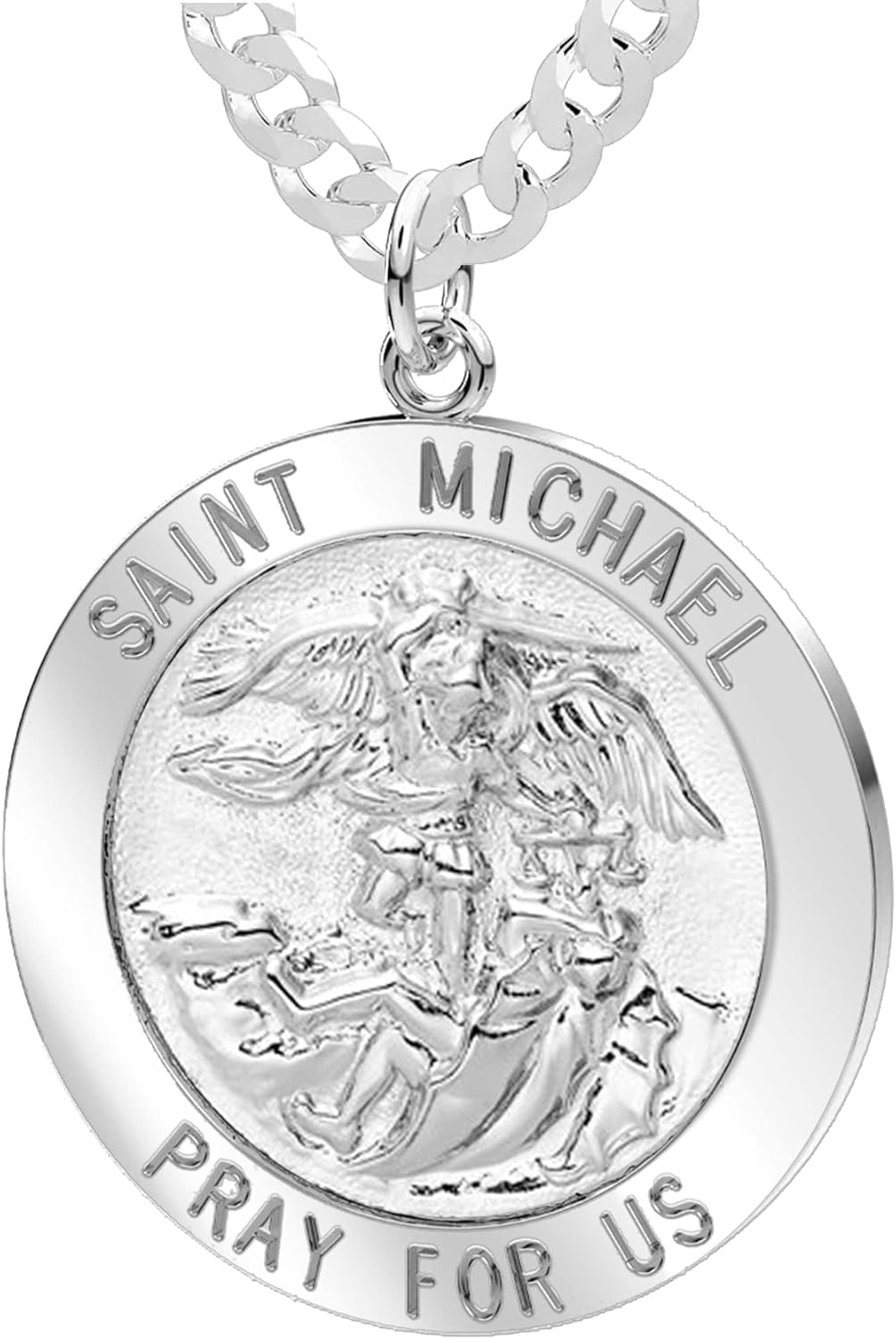 Men's 925 Sterling Silver Saint Michael Pendant Necklace 18in-24in
