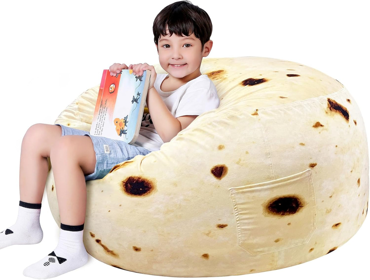 Lukeight Burrito Stuffed Animal Storage Bean Bag Chair Cover